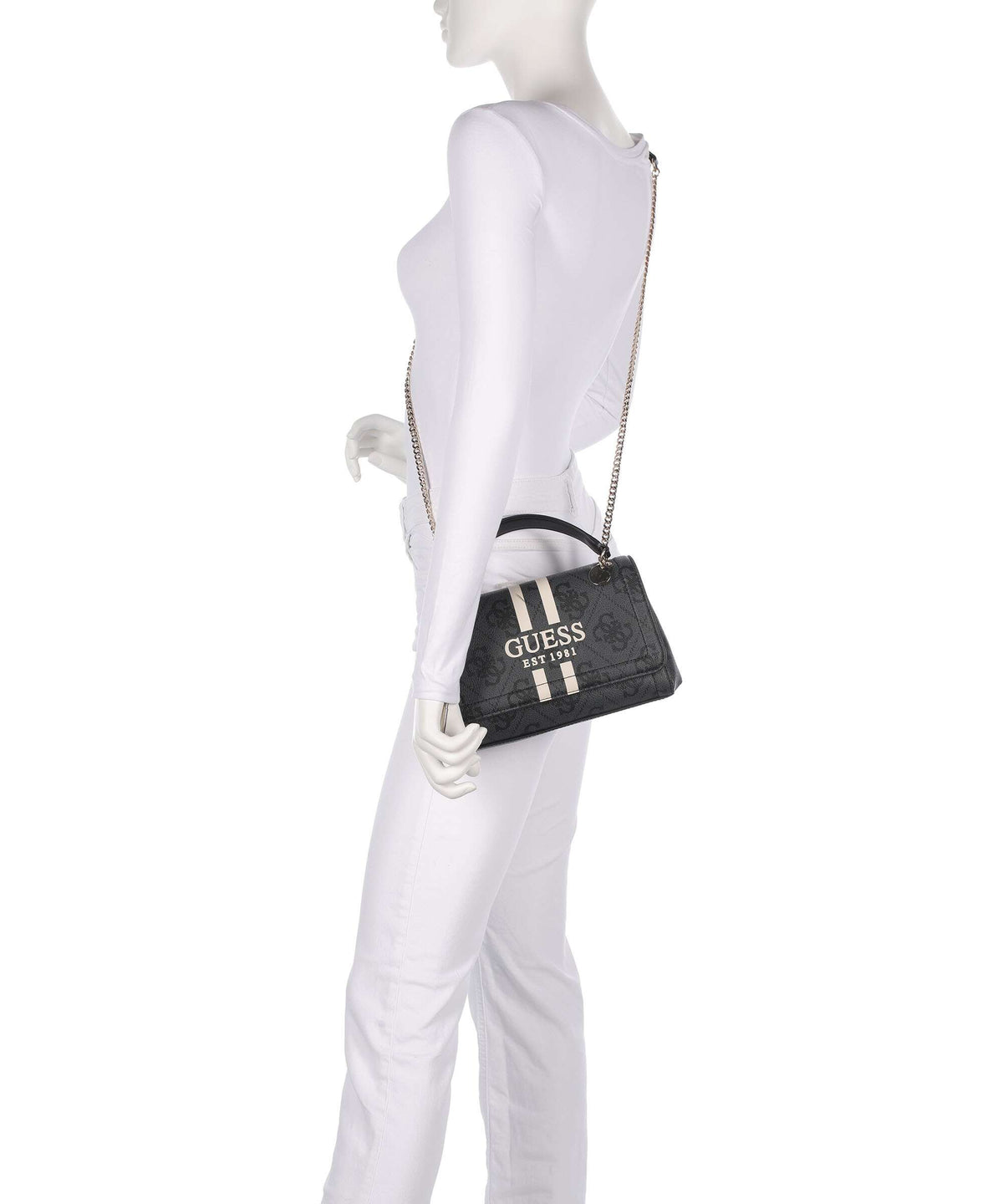 Guess Noelle 4G Logo Shoulder bag coal logo