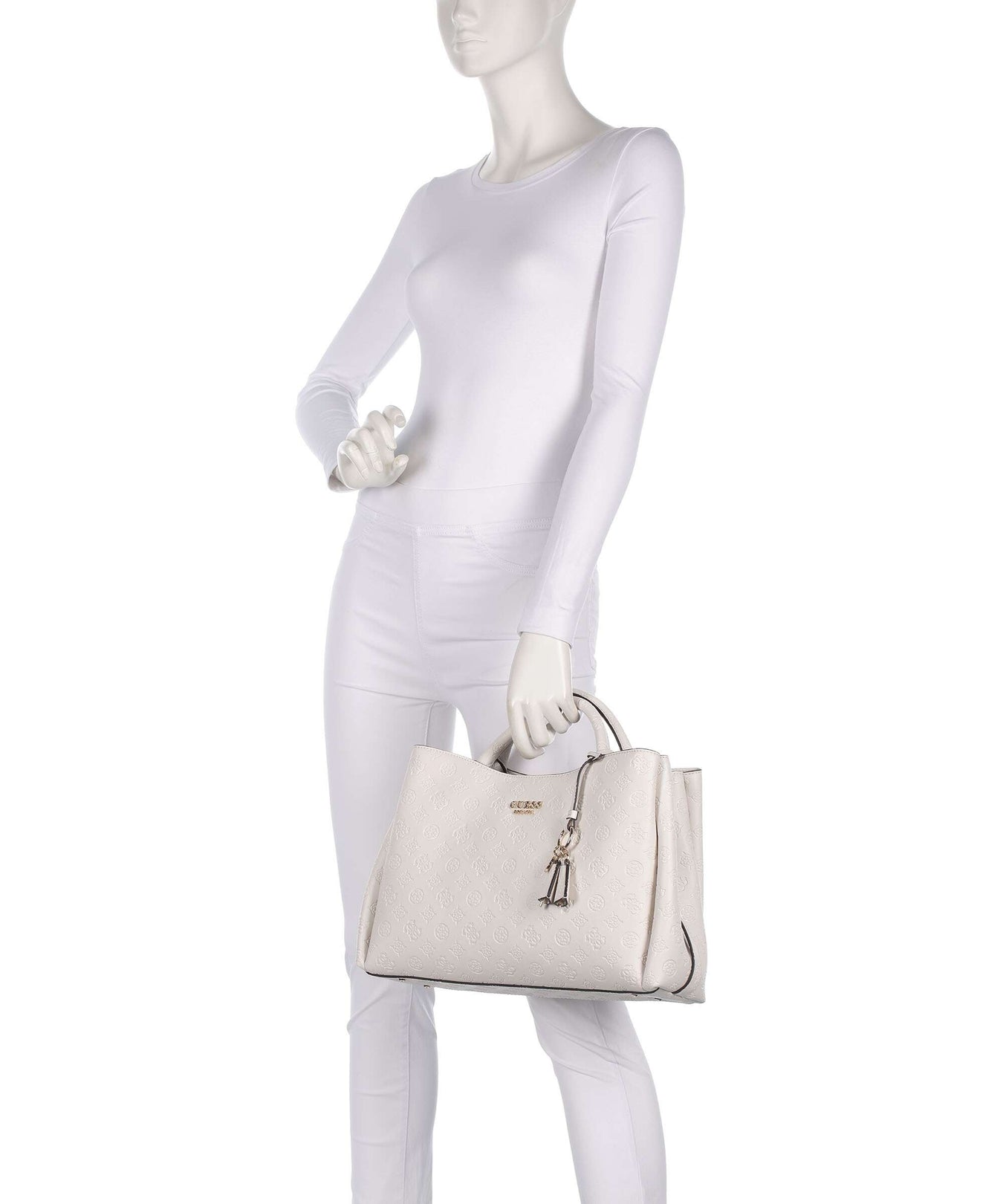 Guess Phoebe Peony Debossed Handbag offwhite logo