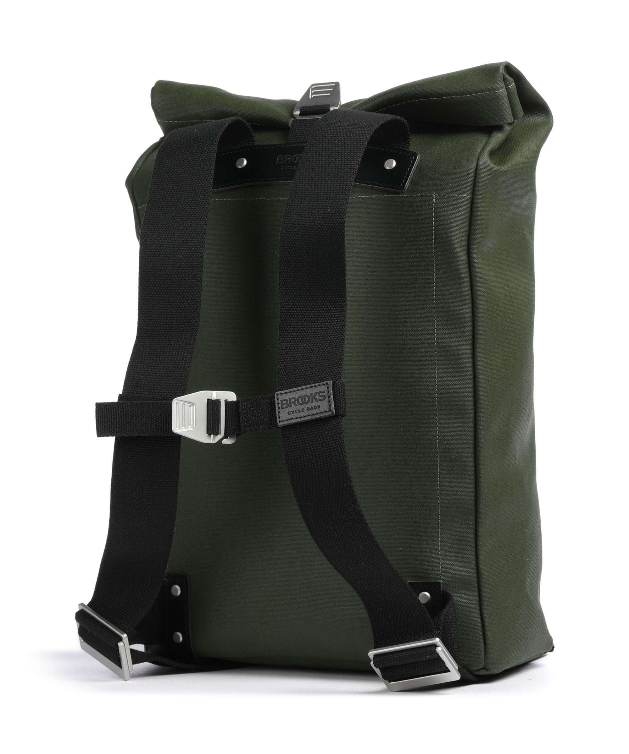 Brooks England Pickwick Cotton Canvas Large Rolltop backpack forest