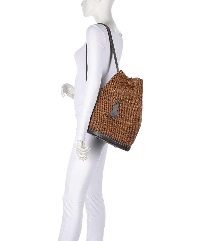 Polo Ralph Lauren Raffia Bucket bag toasted almond/chocolate