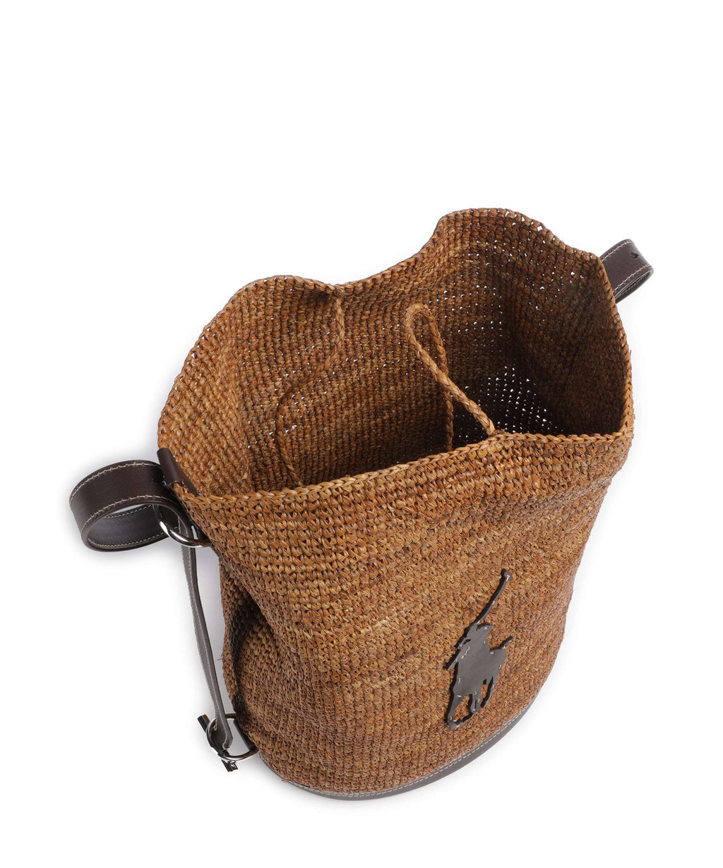 Polo Ralph Lauren Raffia Bucket bag toasted almond/chocolate