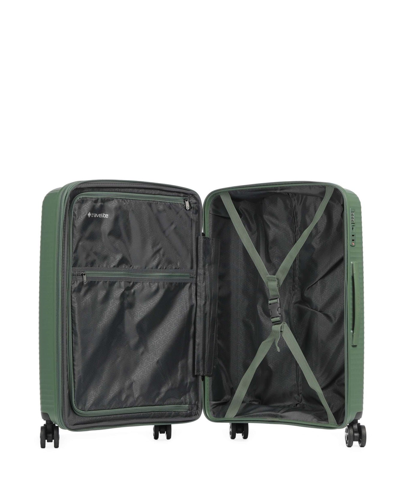 Travelite Air Stripe Suitcase set (4 wheels) green