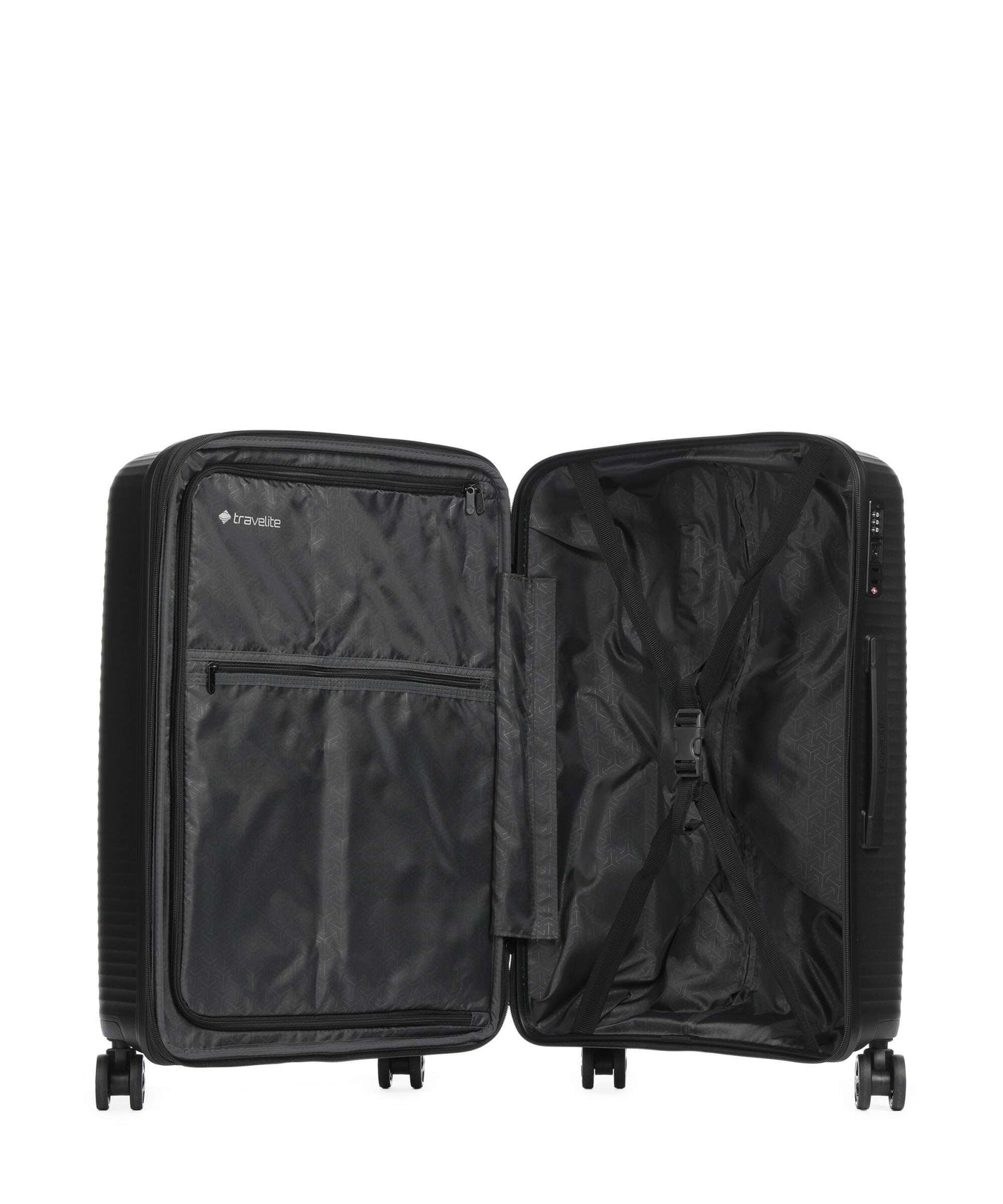 Travelite Air Stripe Slim Suitcase set (4 wheels) black