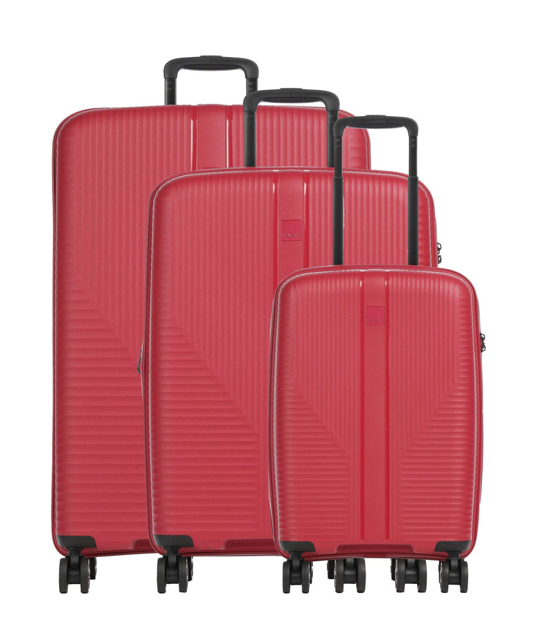 Travelite Air Stripe Slim Suitcase set (4 wheels) red