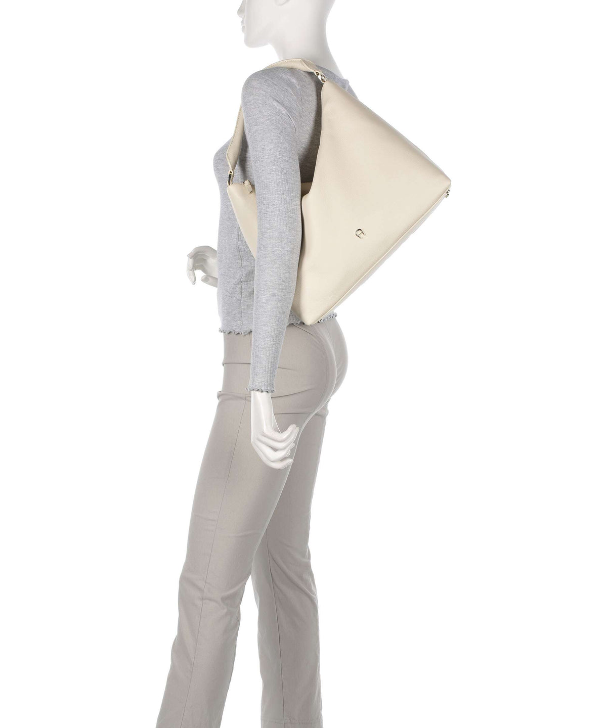 Aigner Zita M Hobo bag macadamia white