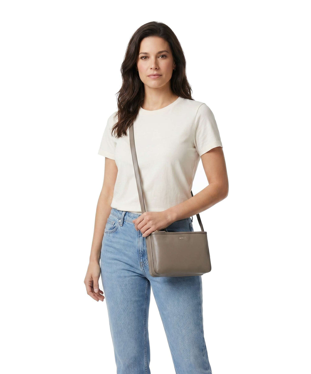 BOSS Sandy Trio Crossbody bag brown overflow