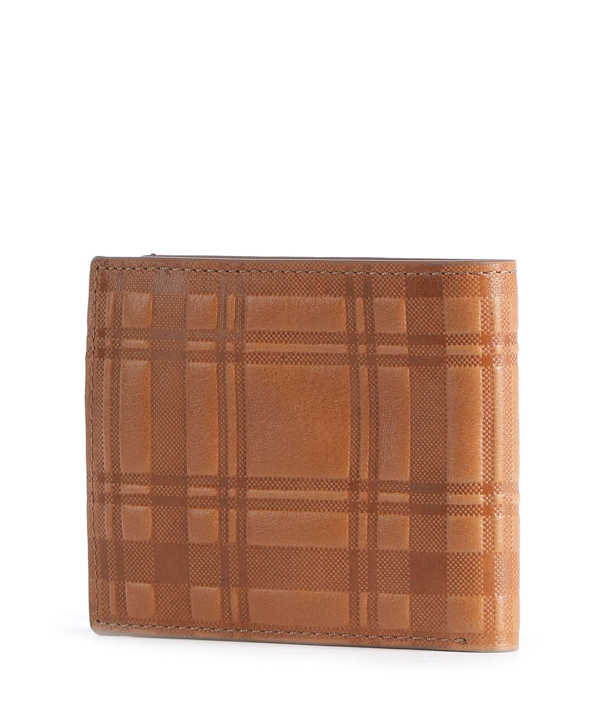 Fossil Bronson Bifold Credit card holder camel plaid emboss