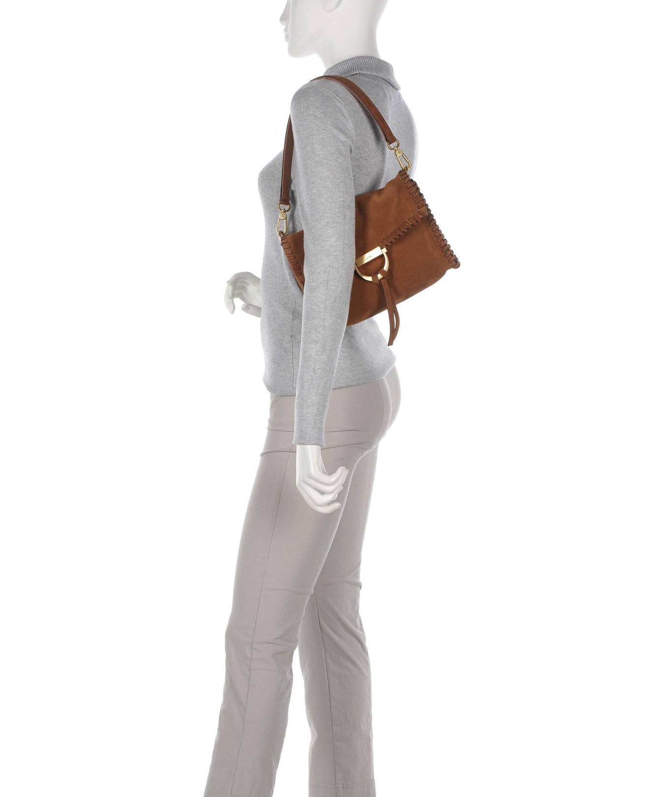 Abro Suede Temi Stitch Shoulder bag cuoio