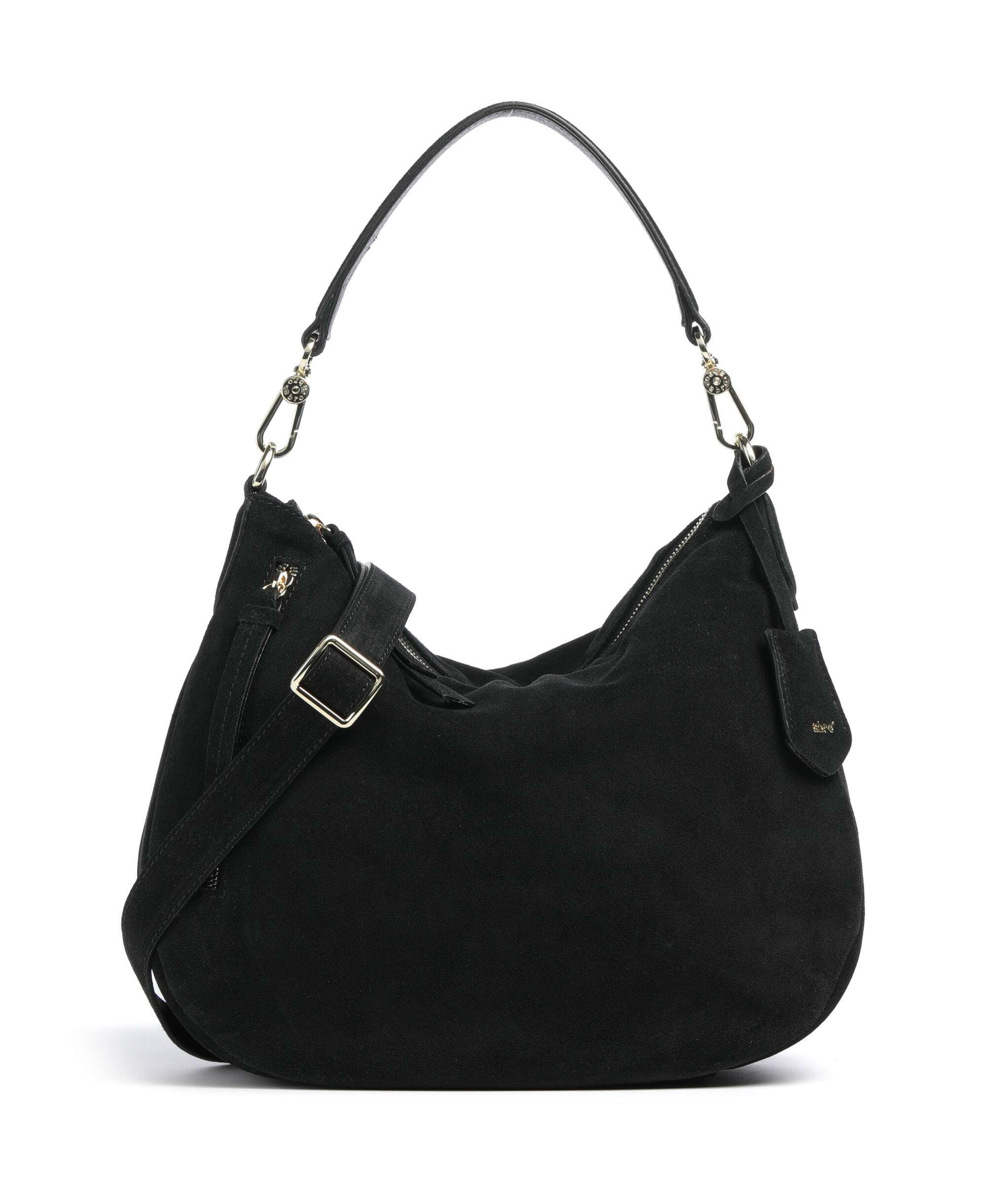 Abro Suede Juna Small Hobo bag black/gold