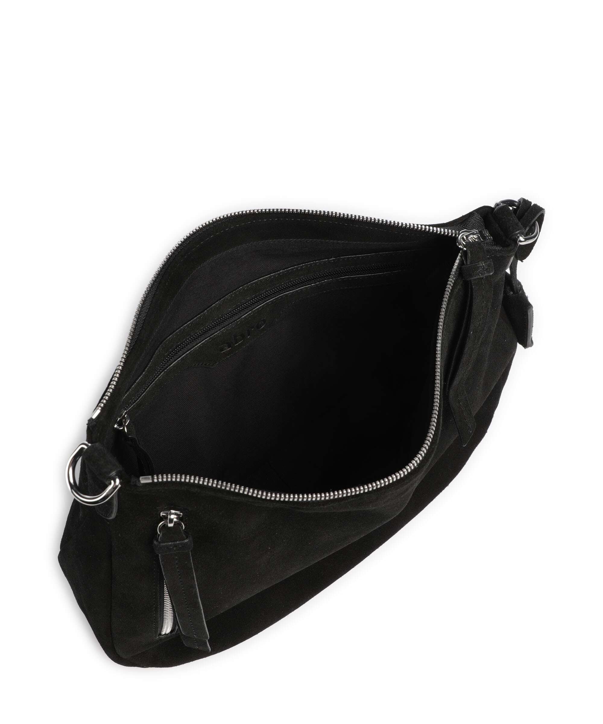Abro Suede Juna Small Hobo bag black/nickel