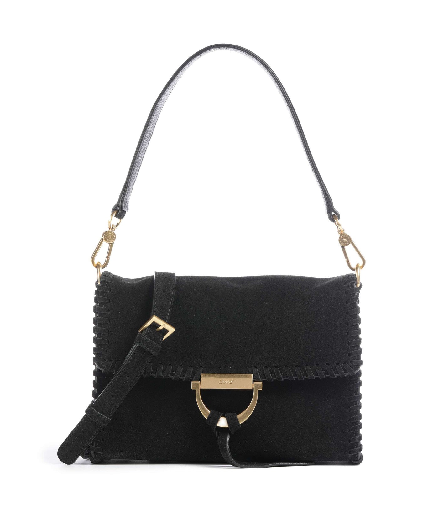 Abro Suede Temi Stitch Shoulder bag black/gold