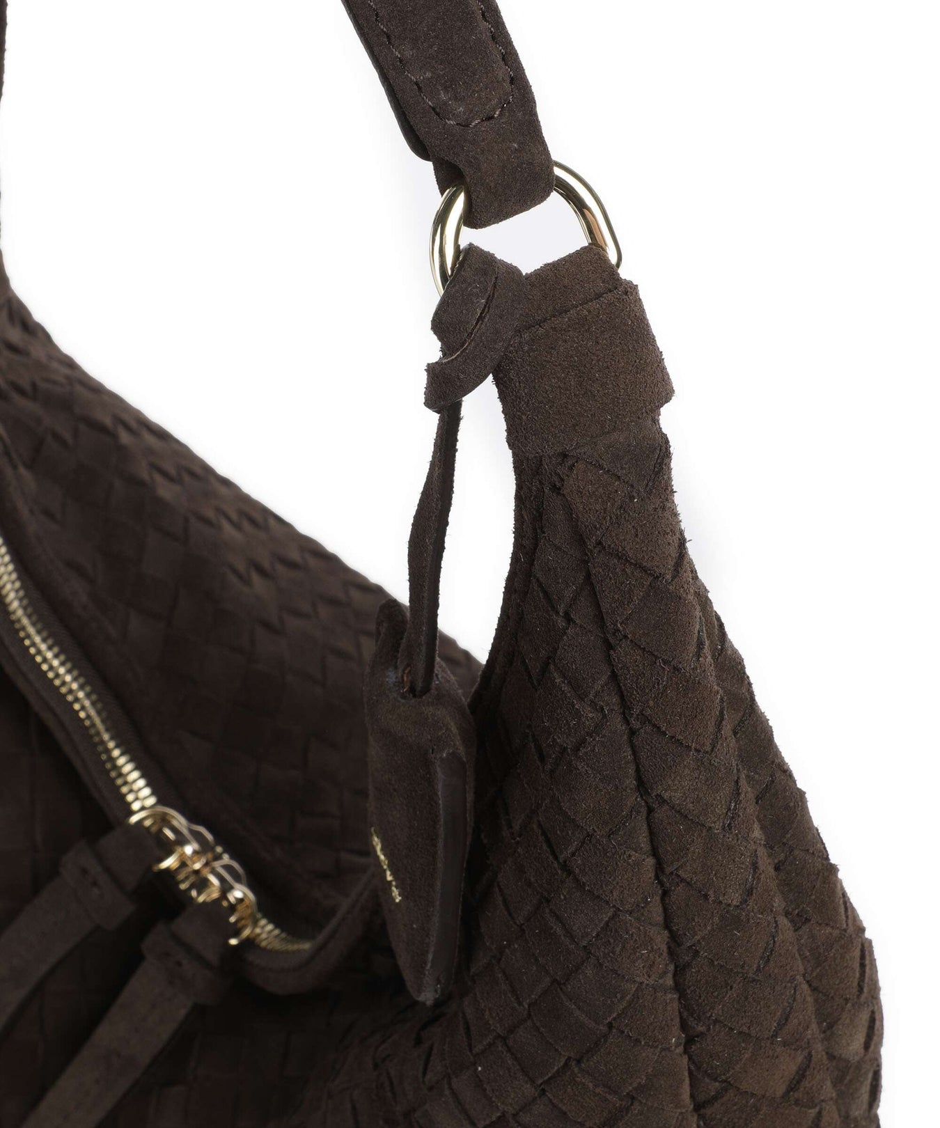 Abro Suede Weaving Nana Small Hobo bag dark brown