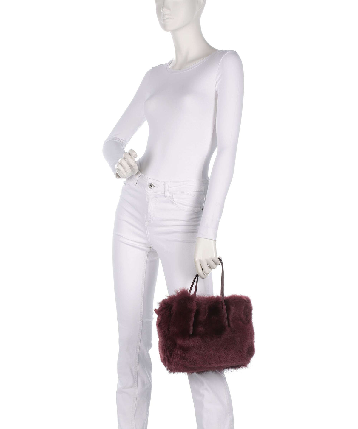 Abro Shearling Noelle Handbag bordeaux