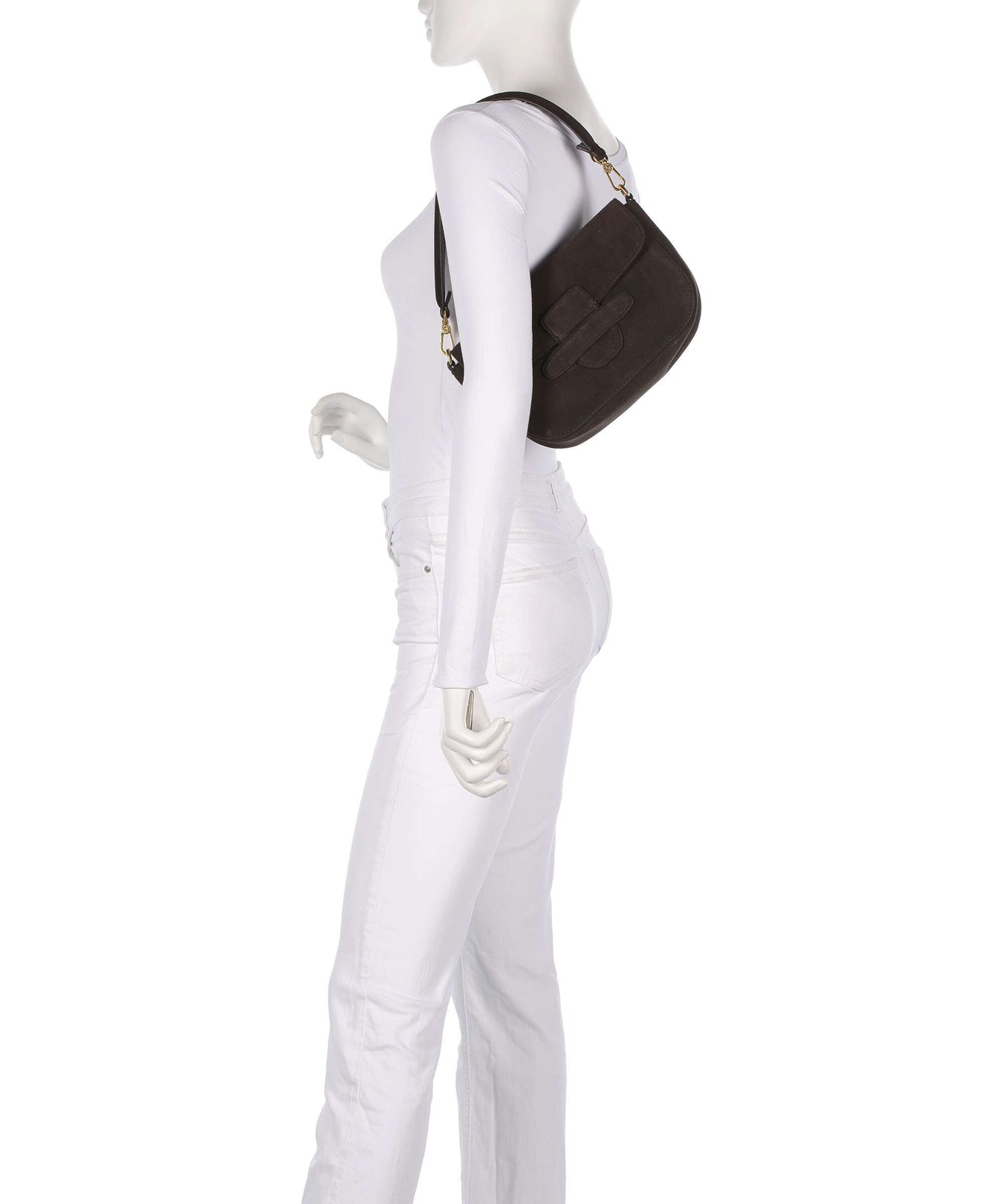 Abro Suede Camilla Shoulder bag dark brown