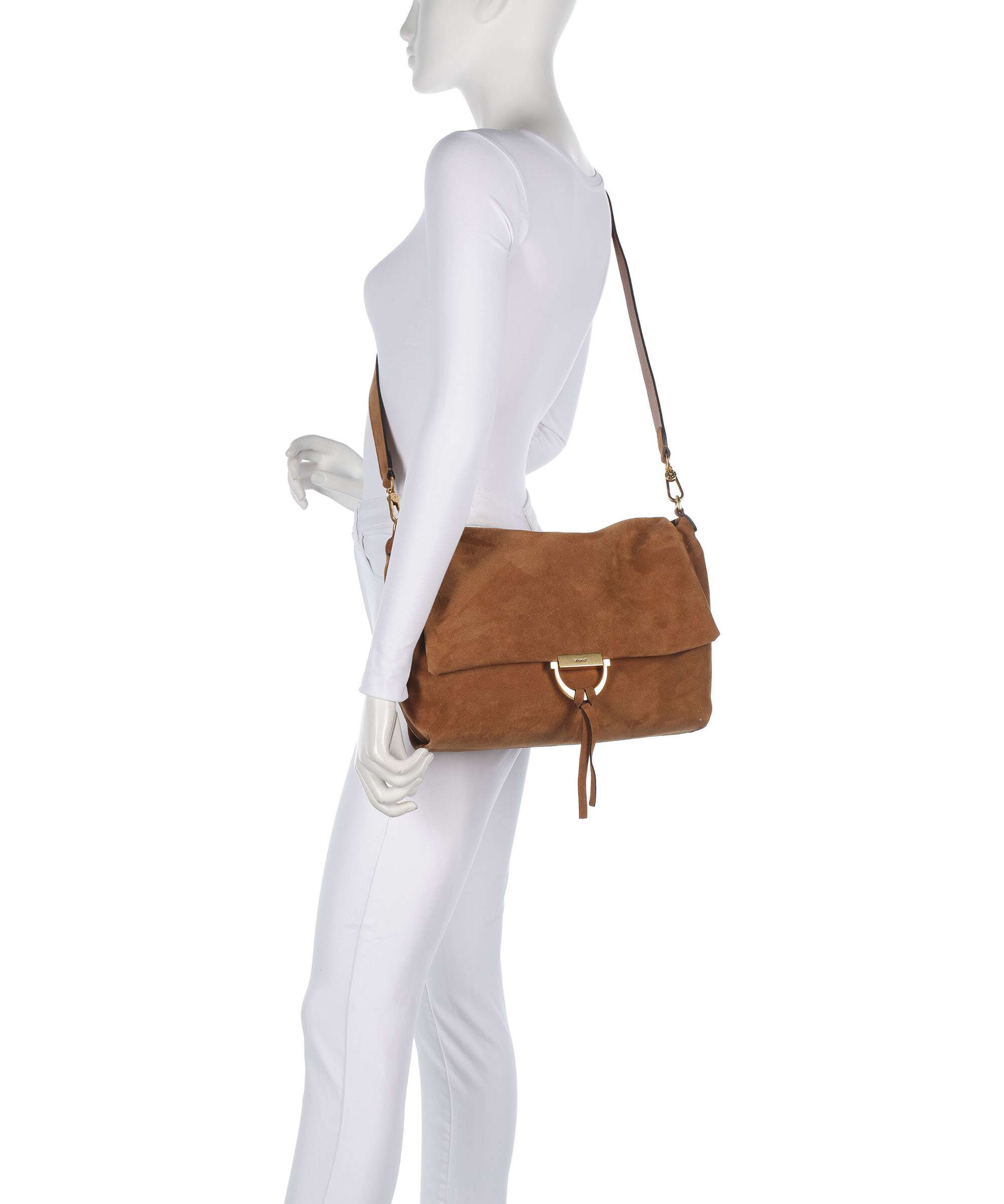 Abro Suede Temi Large Shoulder bag cuoio