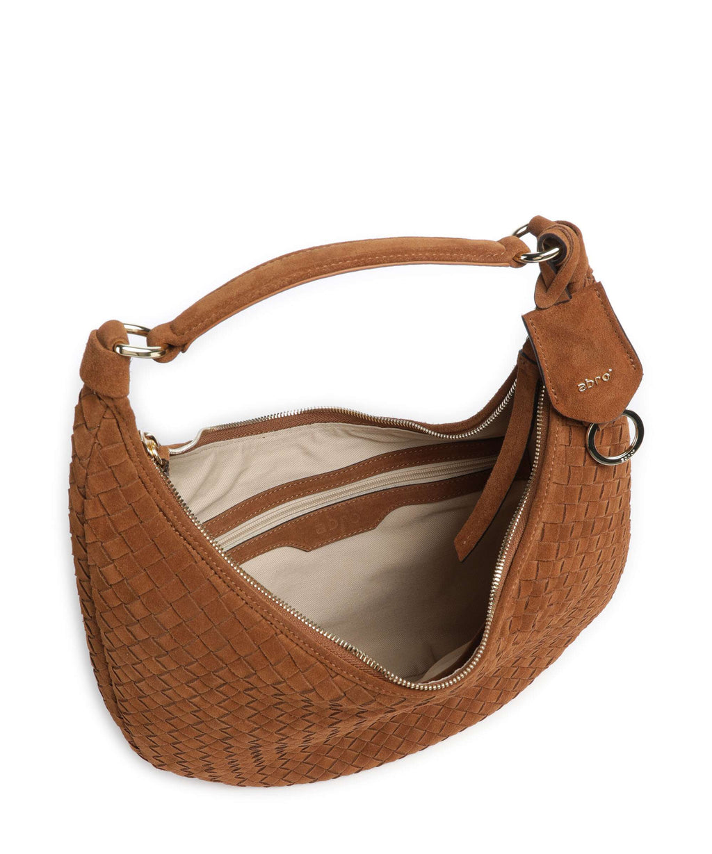 Abro Suede Nana Small Hobo bag cuoio