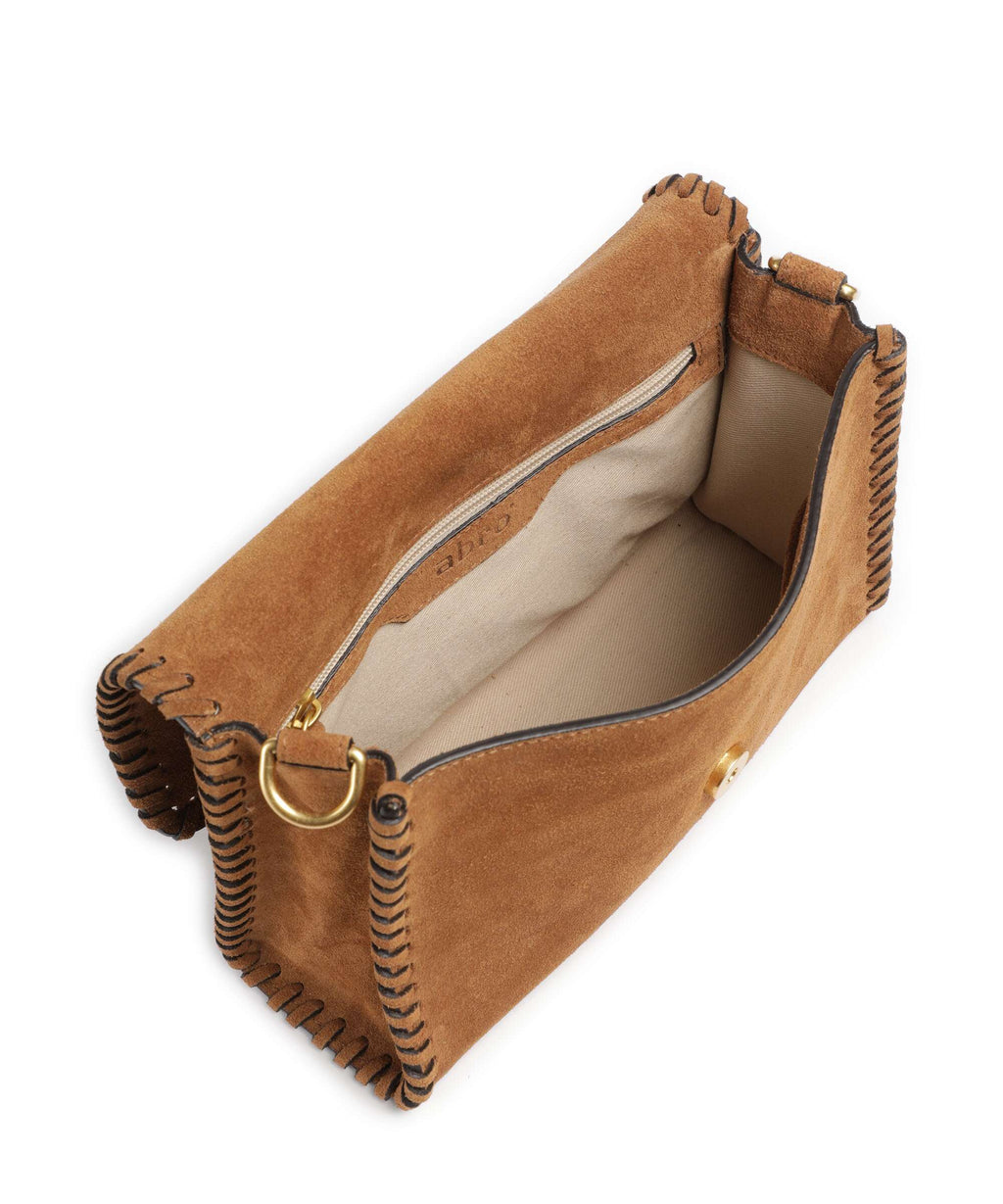 Abro Suede Temi Stitch Shoulder bag cuoio