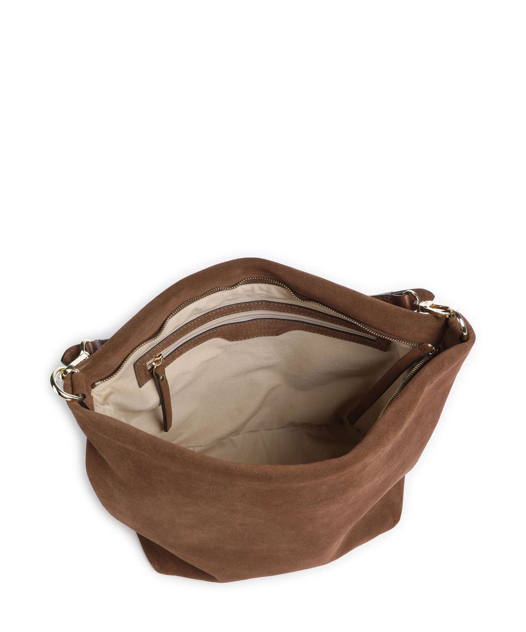 Abro Suede Ebony Hobo bag wood