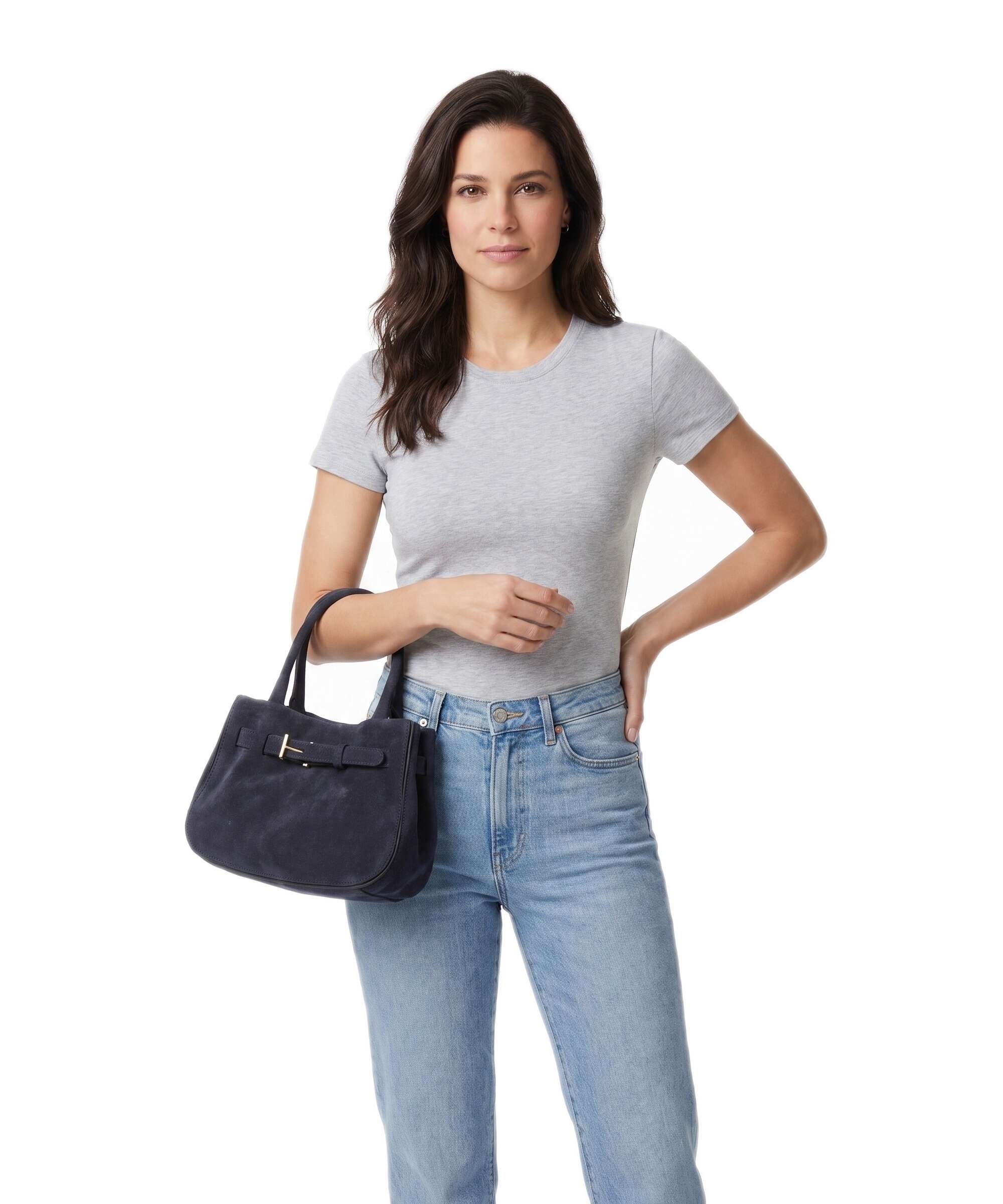 Abro Suede Jill Handbag navy