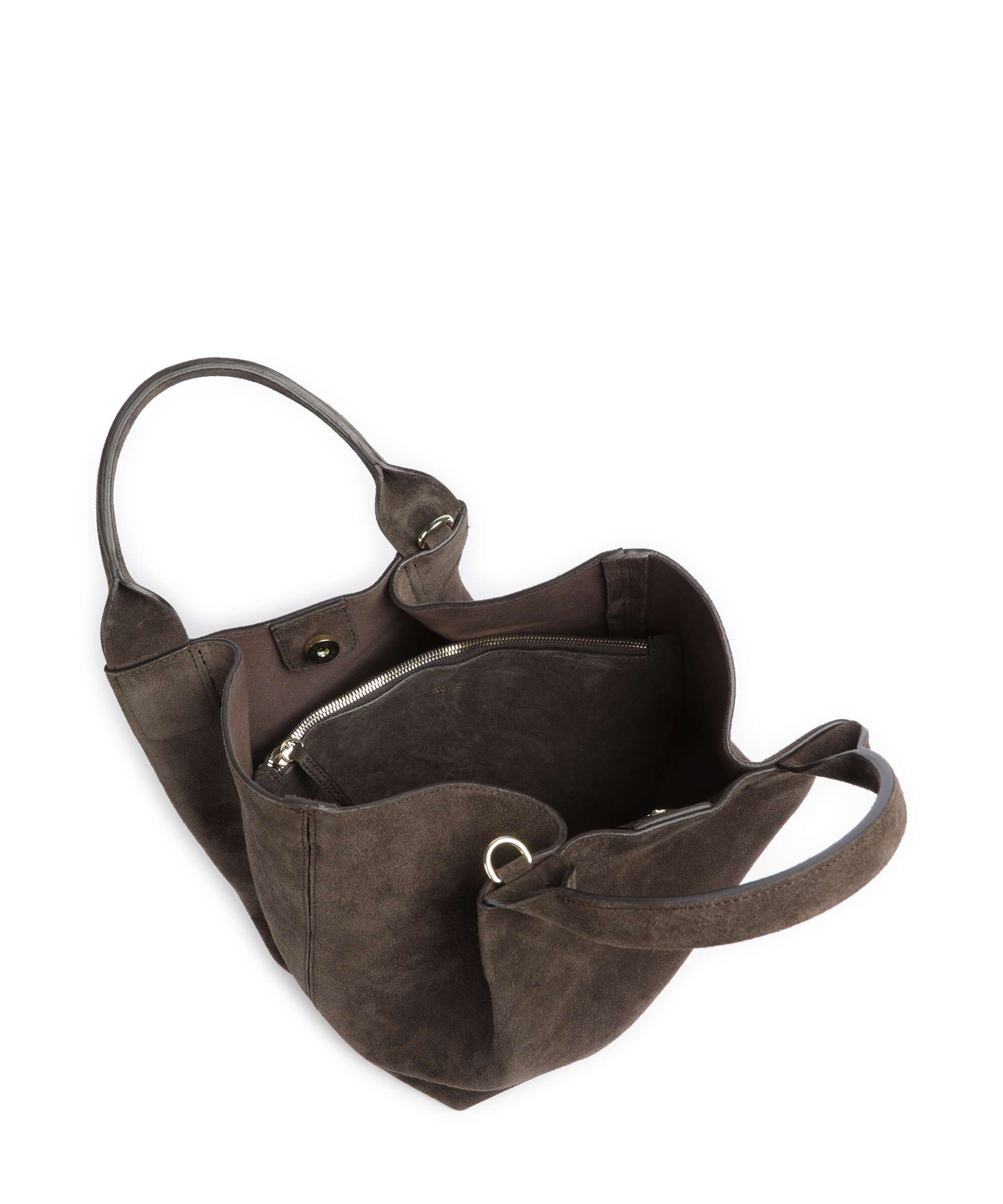 Abro Suede Essential Medium Handbag dark brown