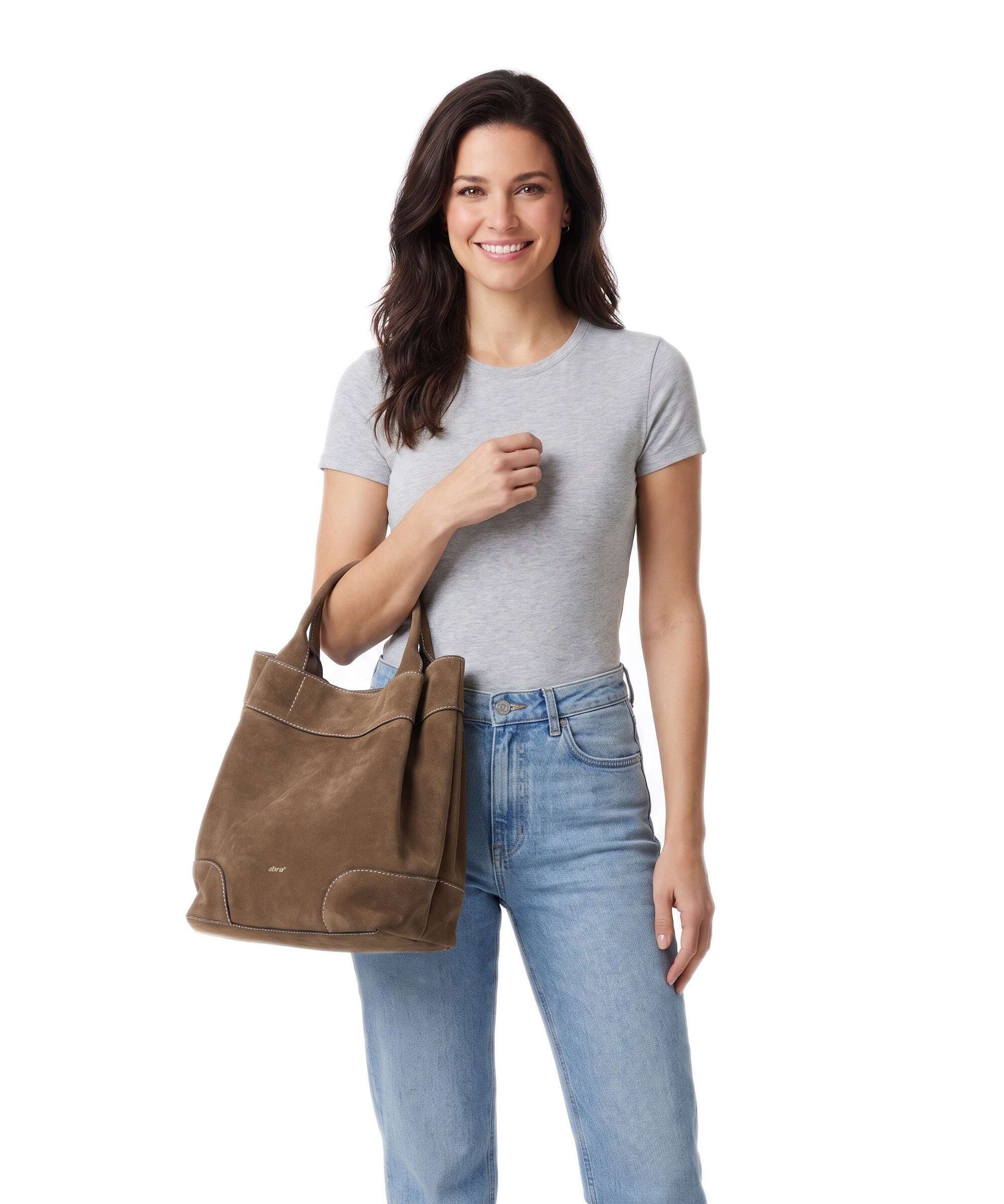 Abro Suede Essential Medium Handbag khaki
