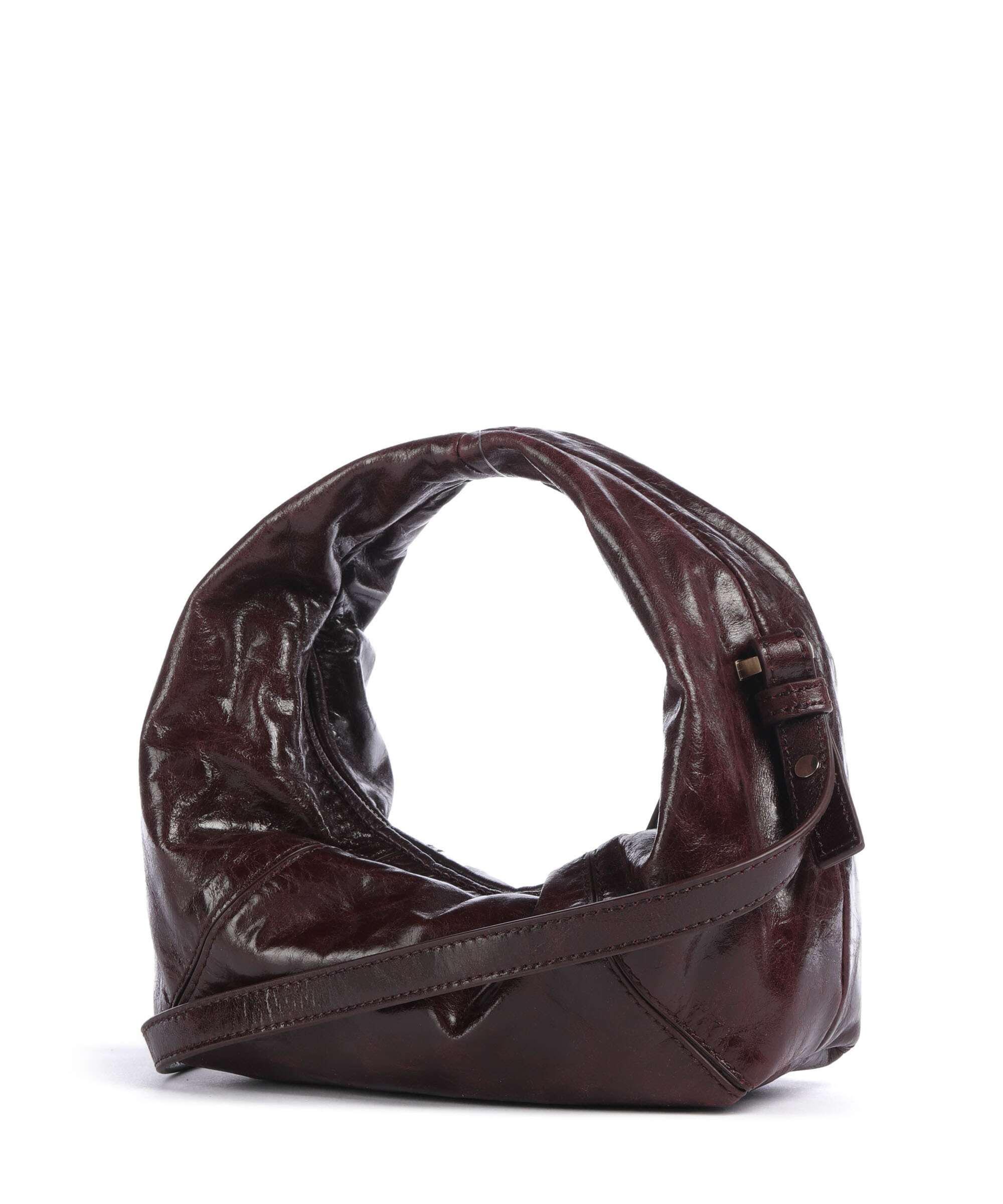 Les Visionnaires Greta Icon Crikle Mini Handbag bordeaux red