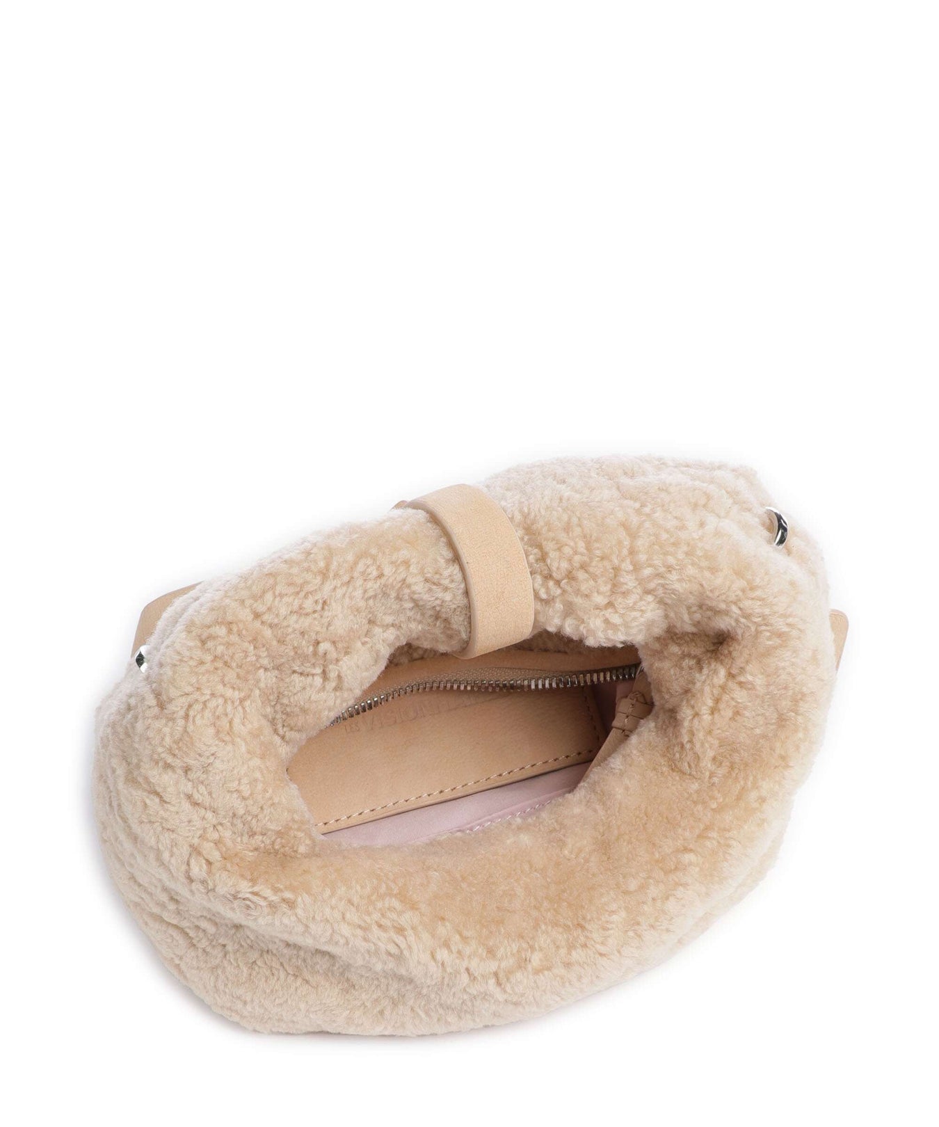 Les Visionnaires Greta Teddy Micro Crossbody bag milky beige