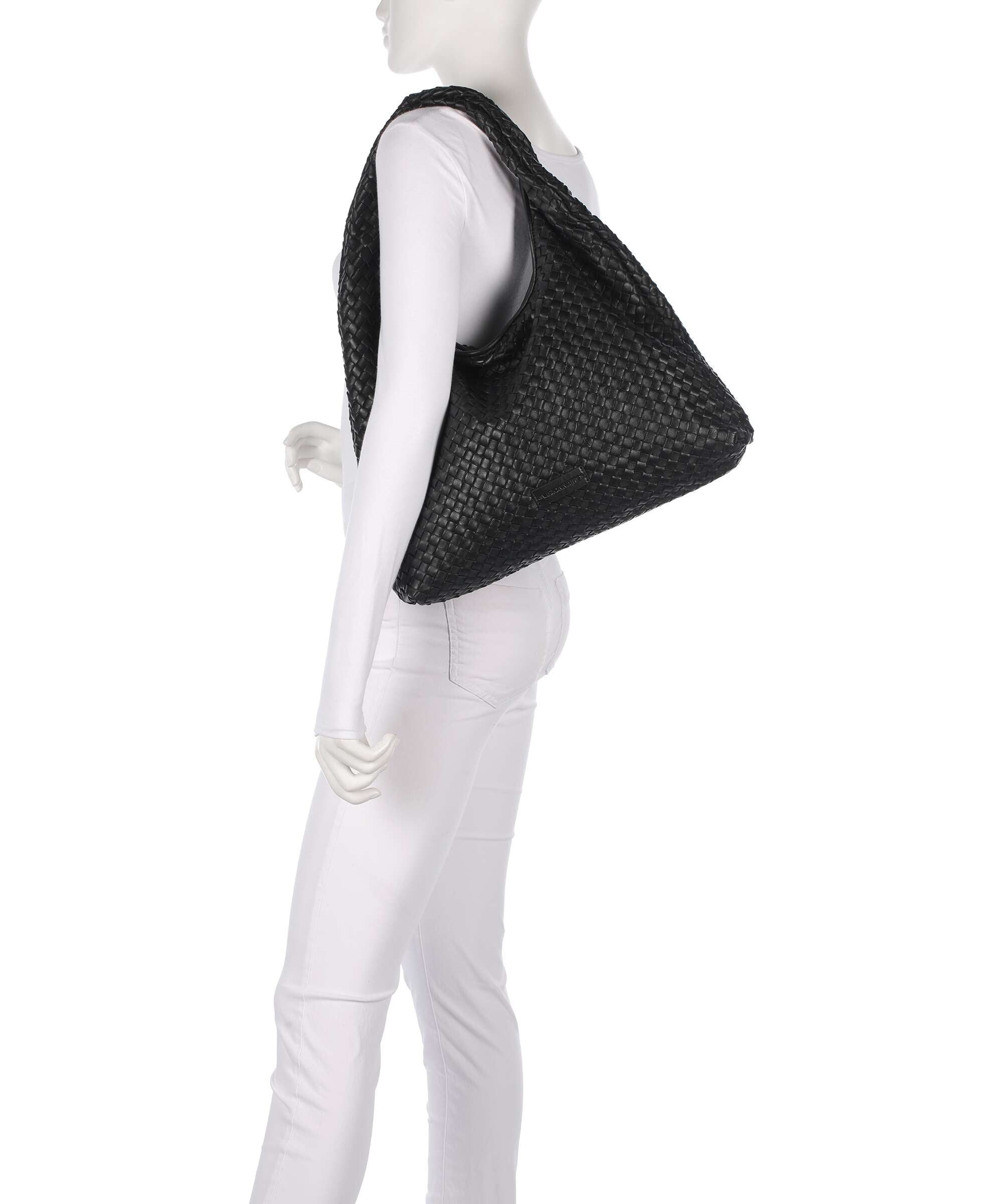Les Visionnaires Jade Weave Silky Hobo bag black