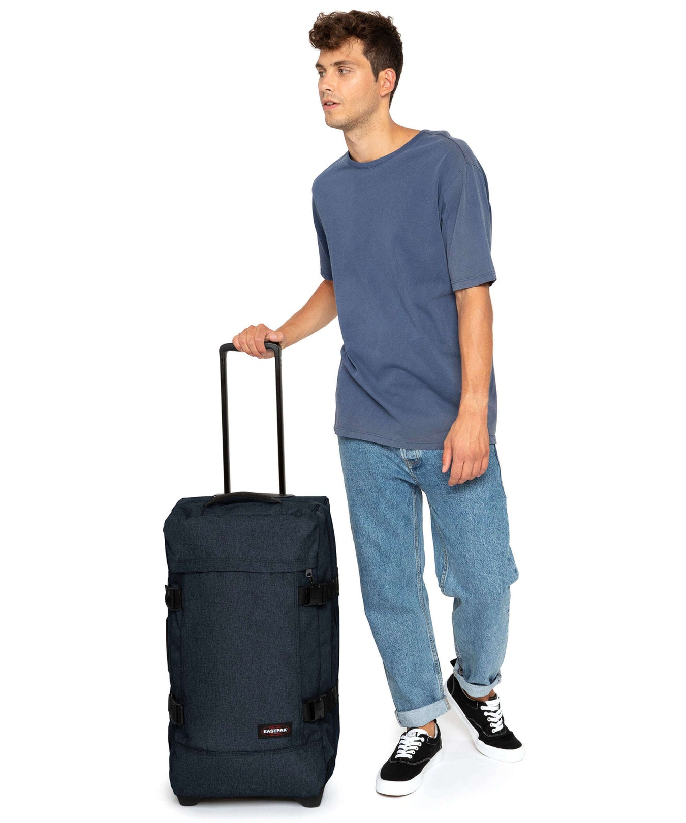 Eastpak Tranverz M Travel bag with wheels triple denim