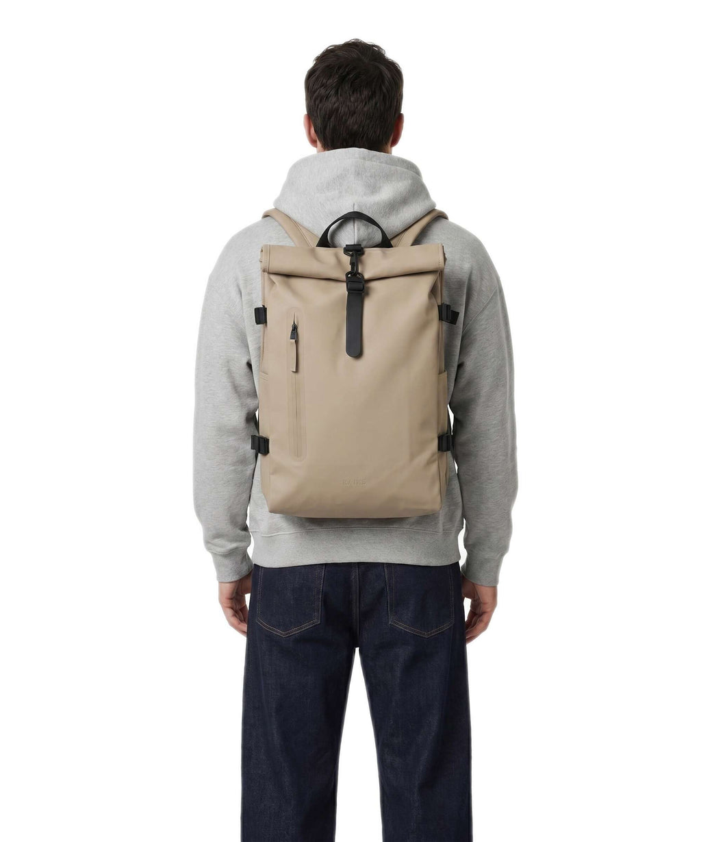 Rains Large Rolltop backpack beige