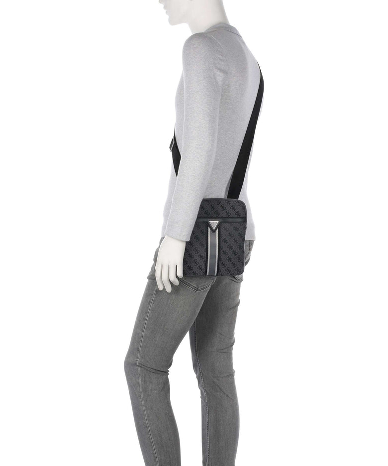 Guess Milano 4G Jacquard Stripe Crossbody bag coal/black