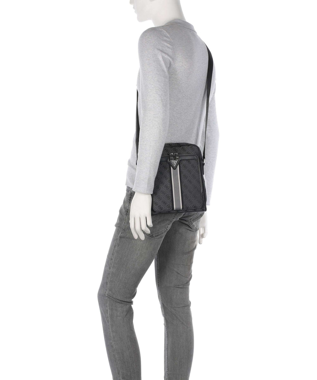 Guess Milano 4G Jacquard Stripe Crossbody bag coal/black