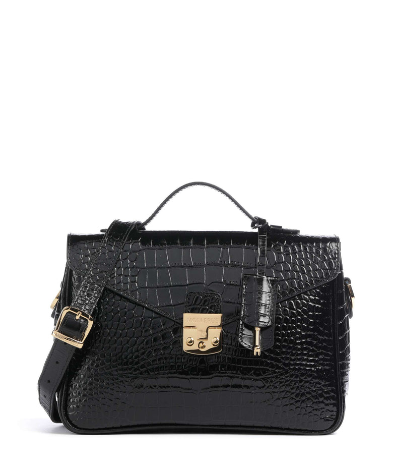 Maison Mollerus Croco Marly Handbag classic schwarz