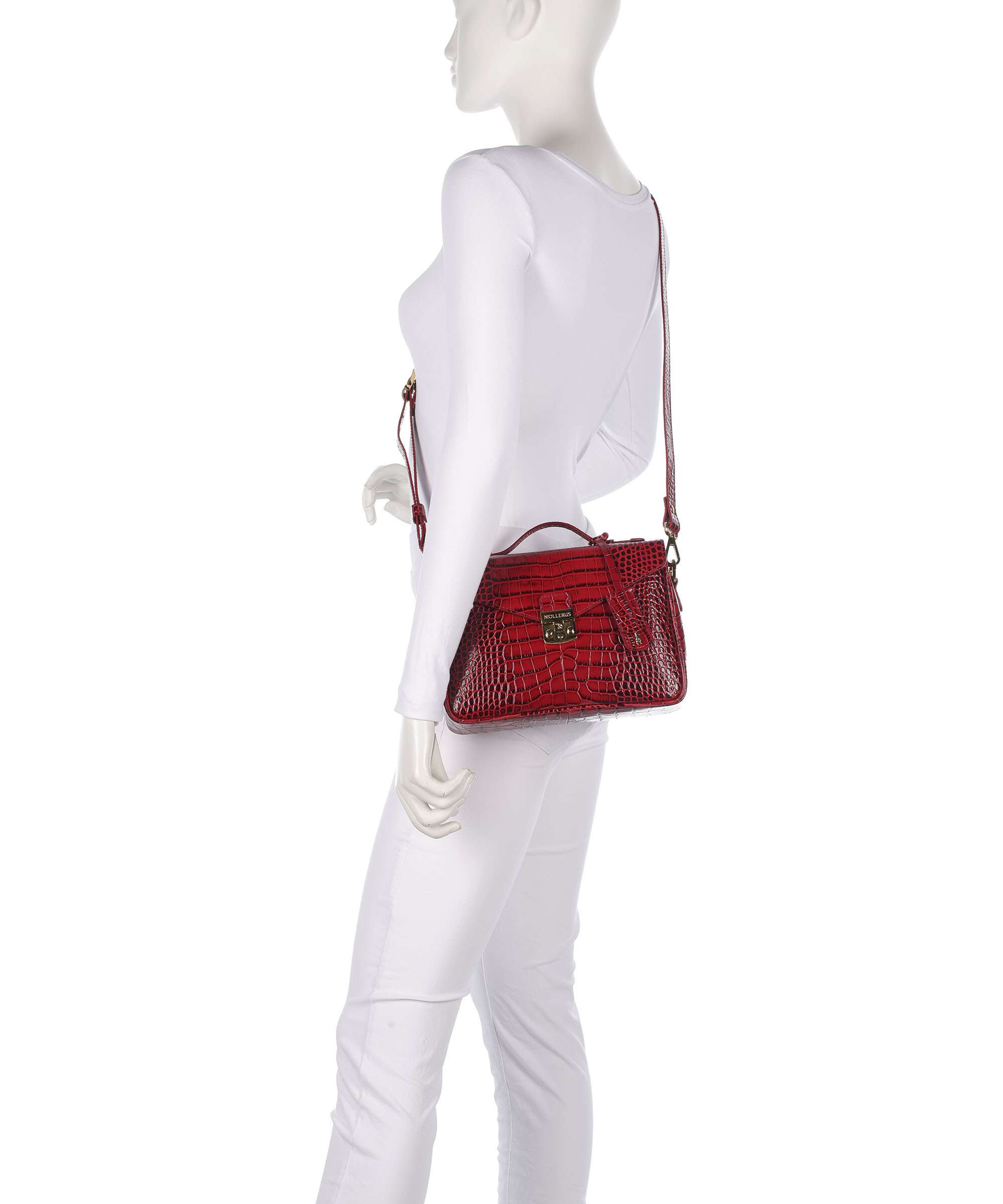 Maison Mollerus Croco Marly Crossbody bag antique rot
