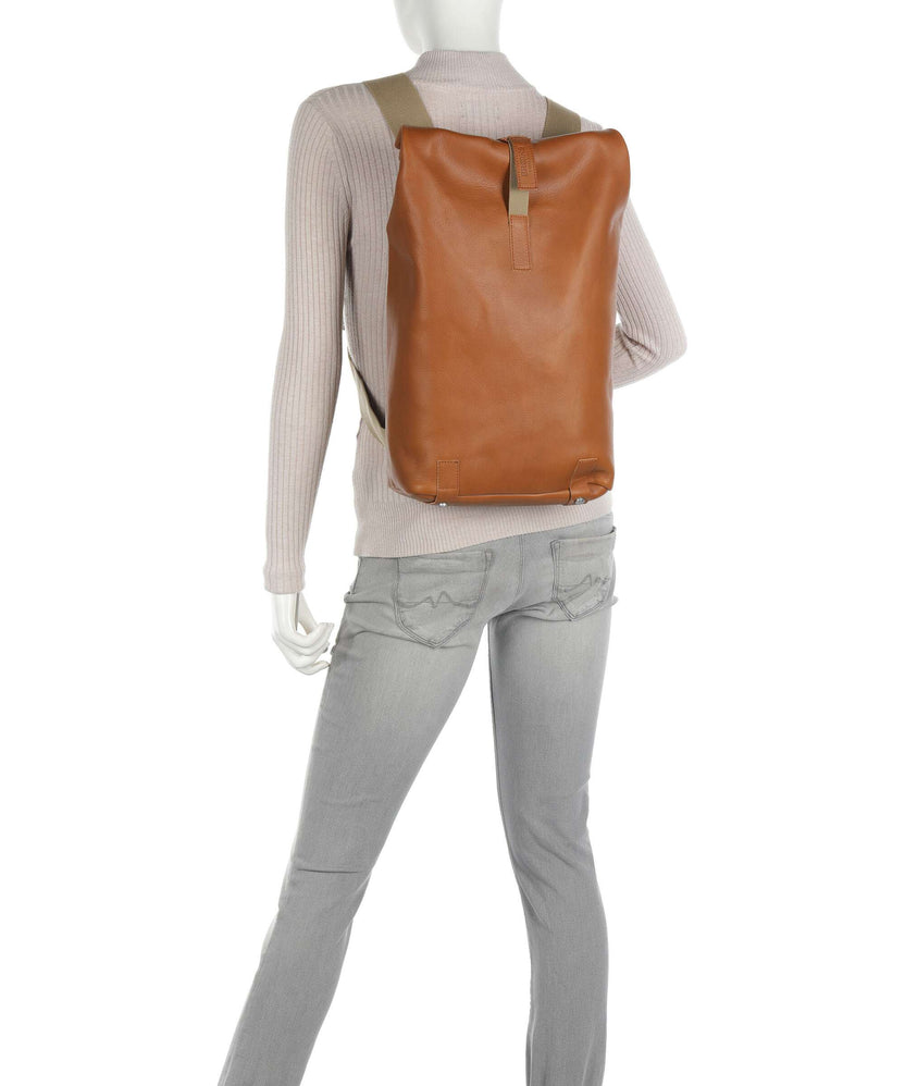 Brooks England Pickwick Leather Small Rolltop backpack cognac