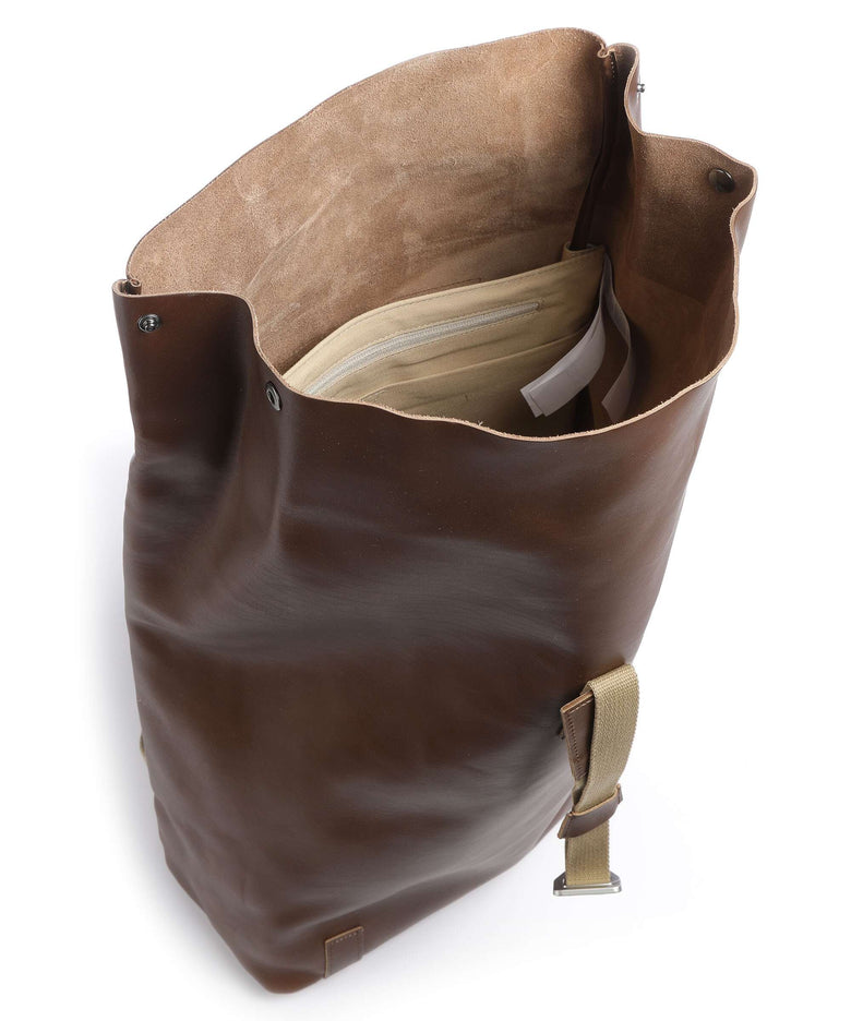 Brooks England Pickwick Leather Large Rolltop backpack dark tan