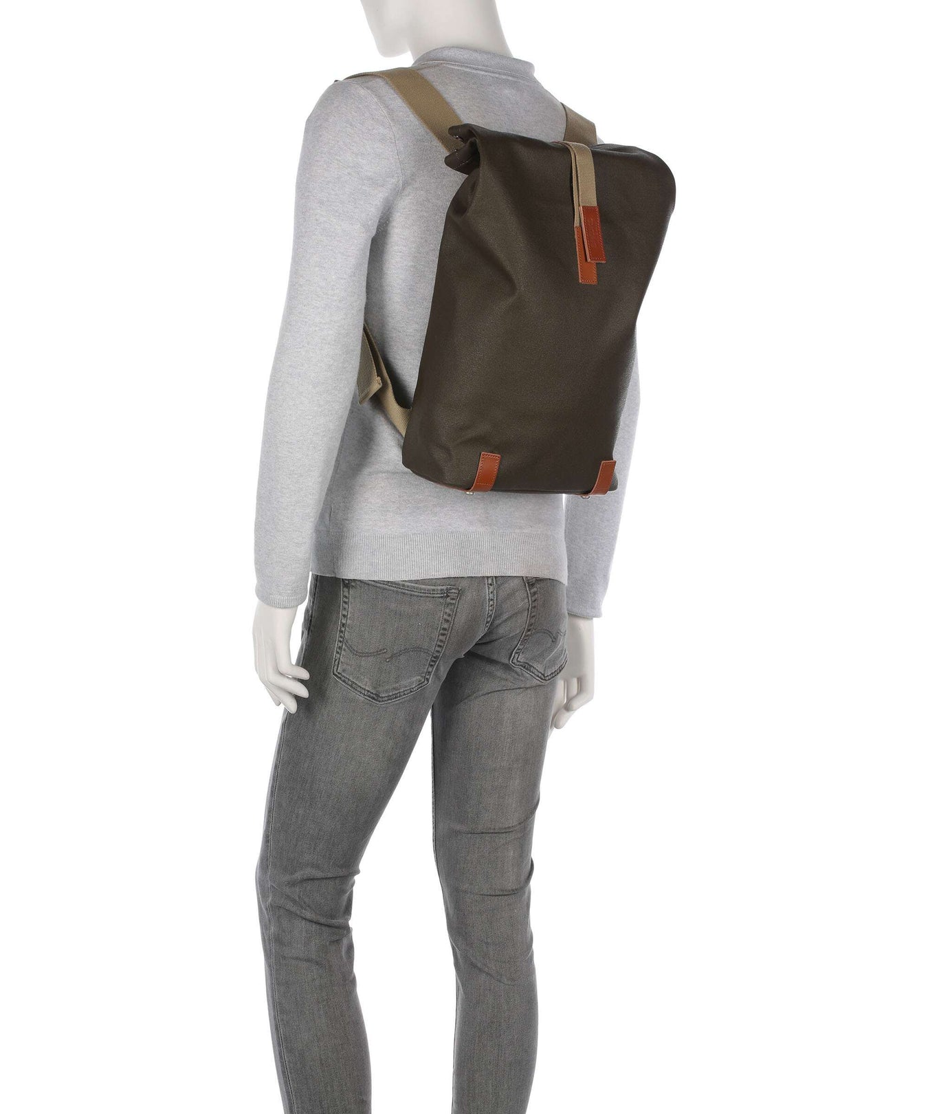 Brooks England Pickwick Cotton Canvas Small Rolltop backpack moss