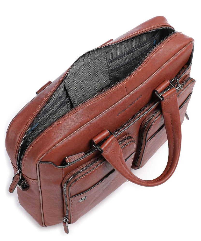 Piquadro Black Square Briefcase cuoio