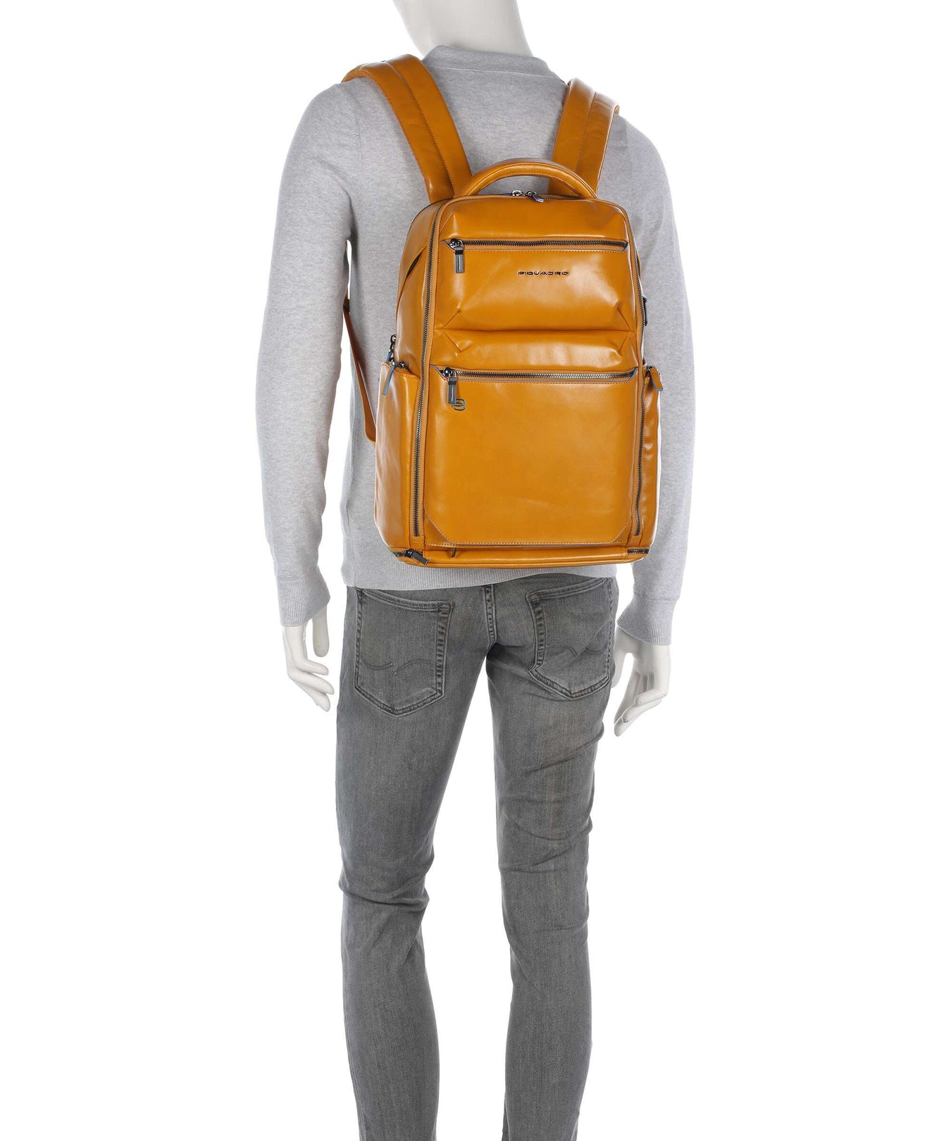 Piquadro Blue Square Backpack giallo zafferano