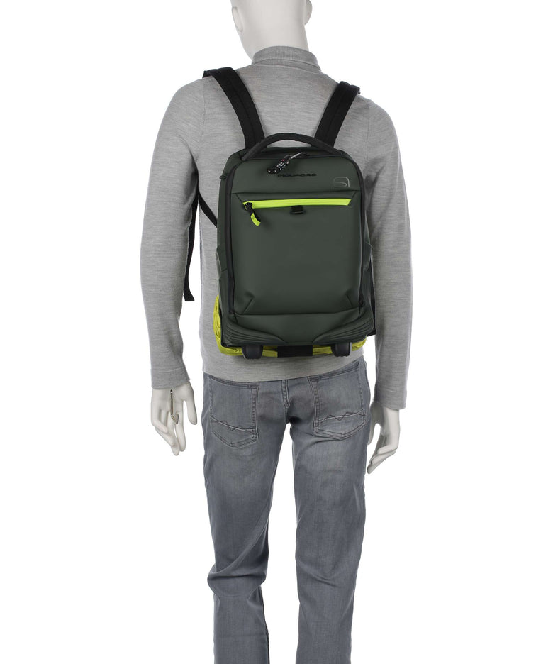 Piquadro Corner Backpack with wheels sage green