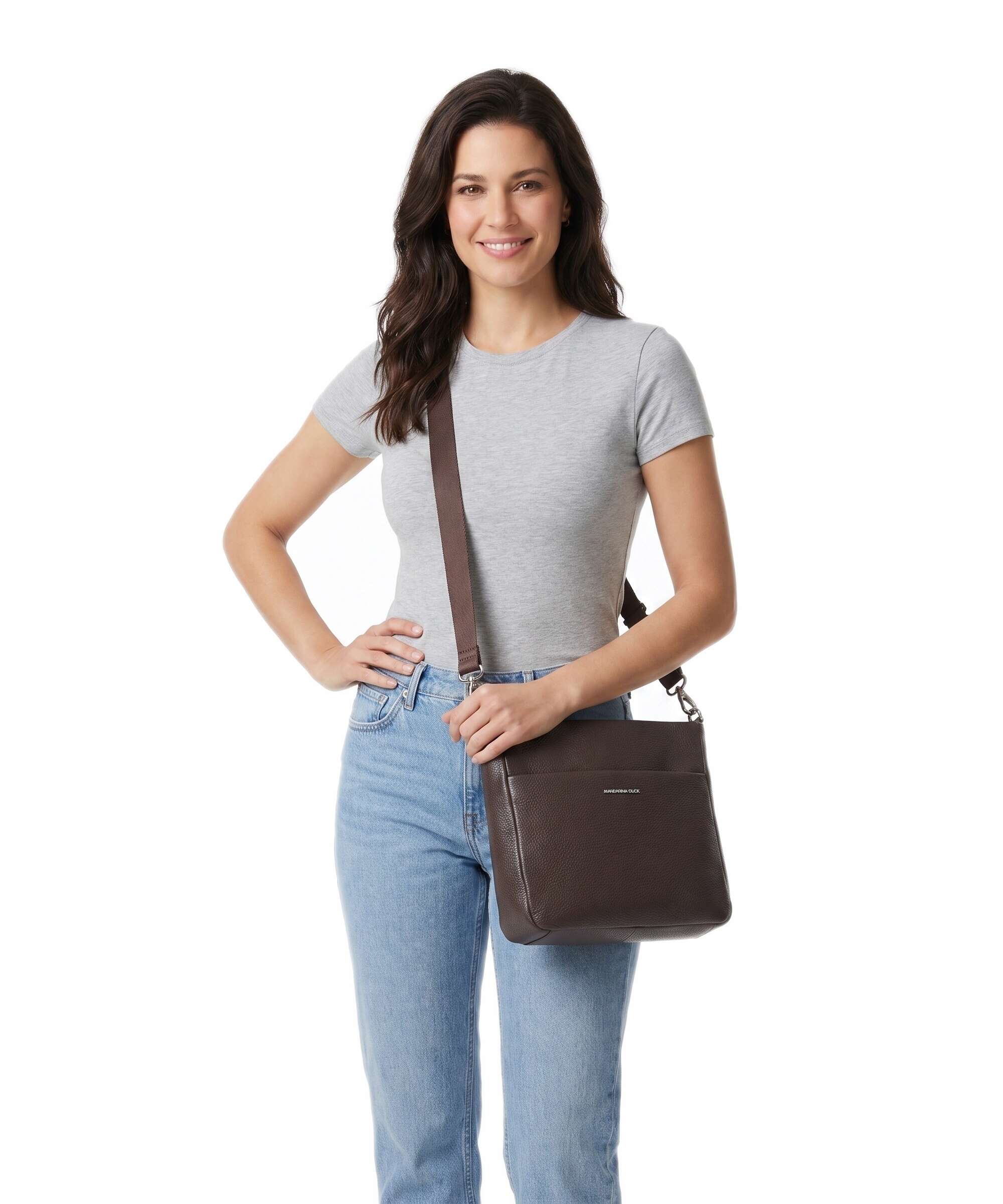 Mandarina Duck Mellow Leather Crossbody bag espresso