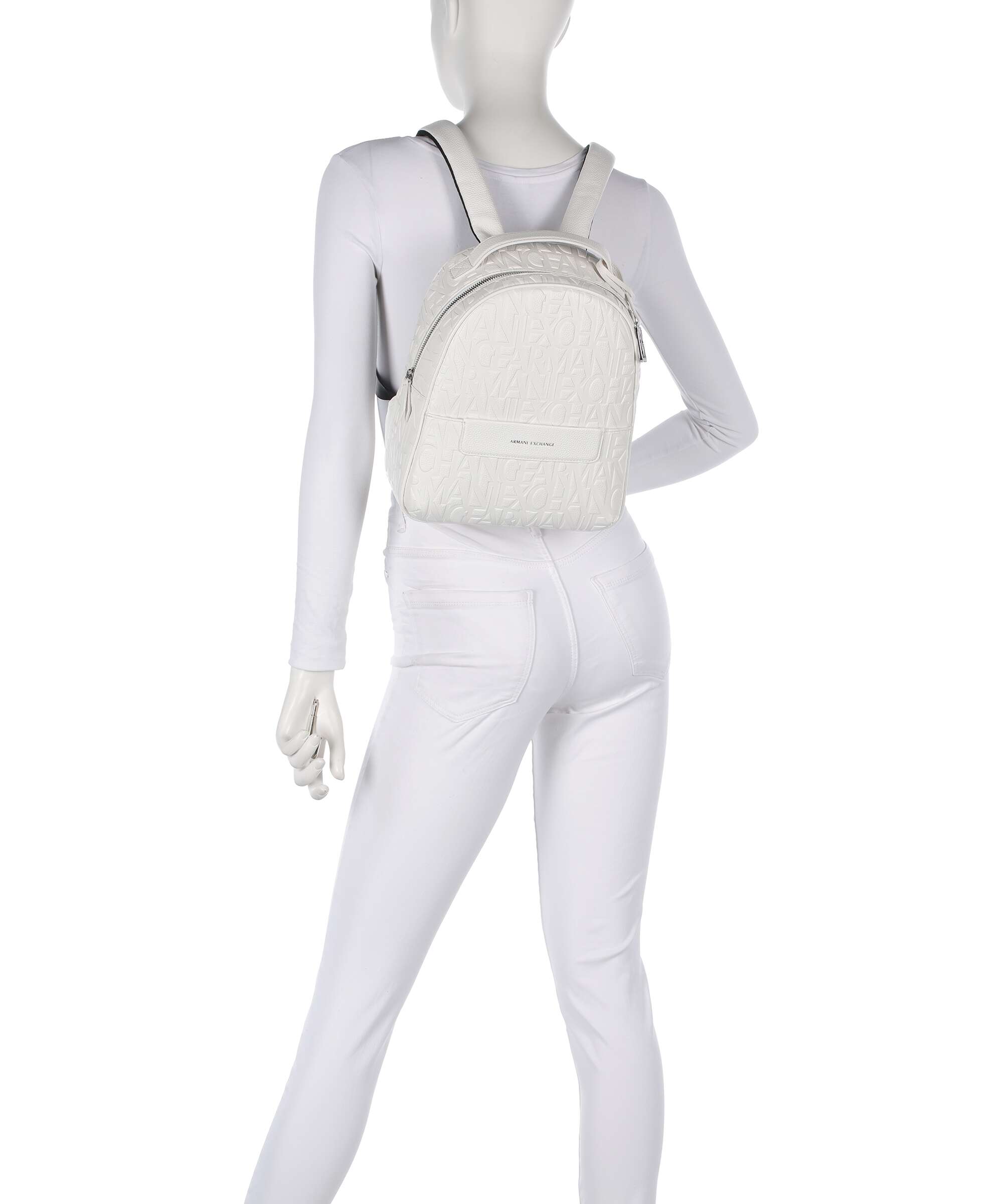Armani Exchange Liz Pebble S Backpack off white