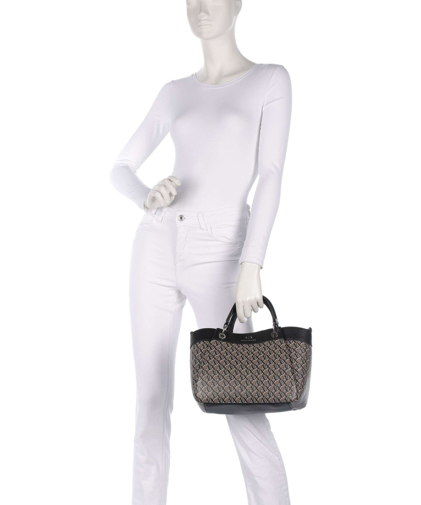 Armani Exchange Wave Monogram M Handbag brown bass/black