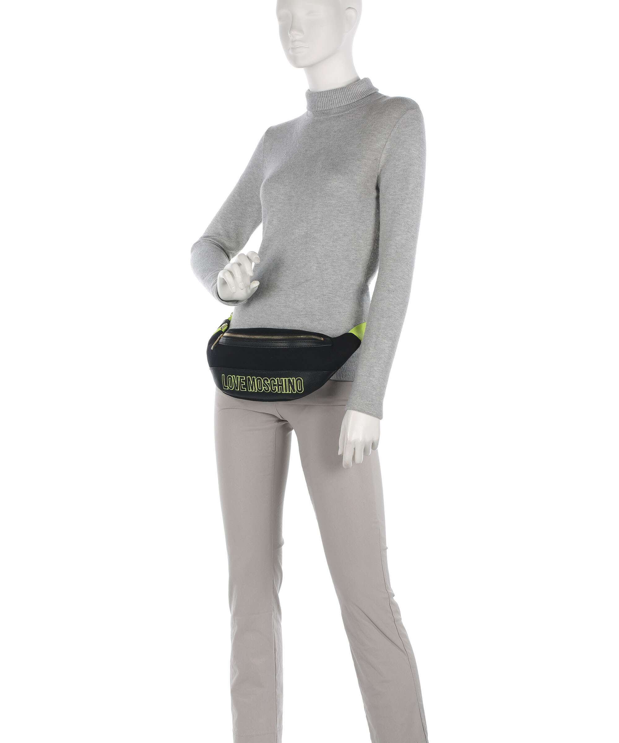 Love Moschino Free Time Belt bag nero/lime