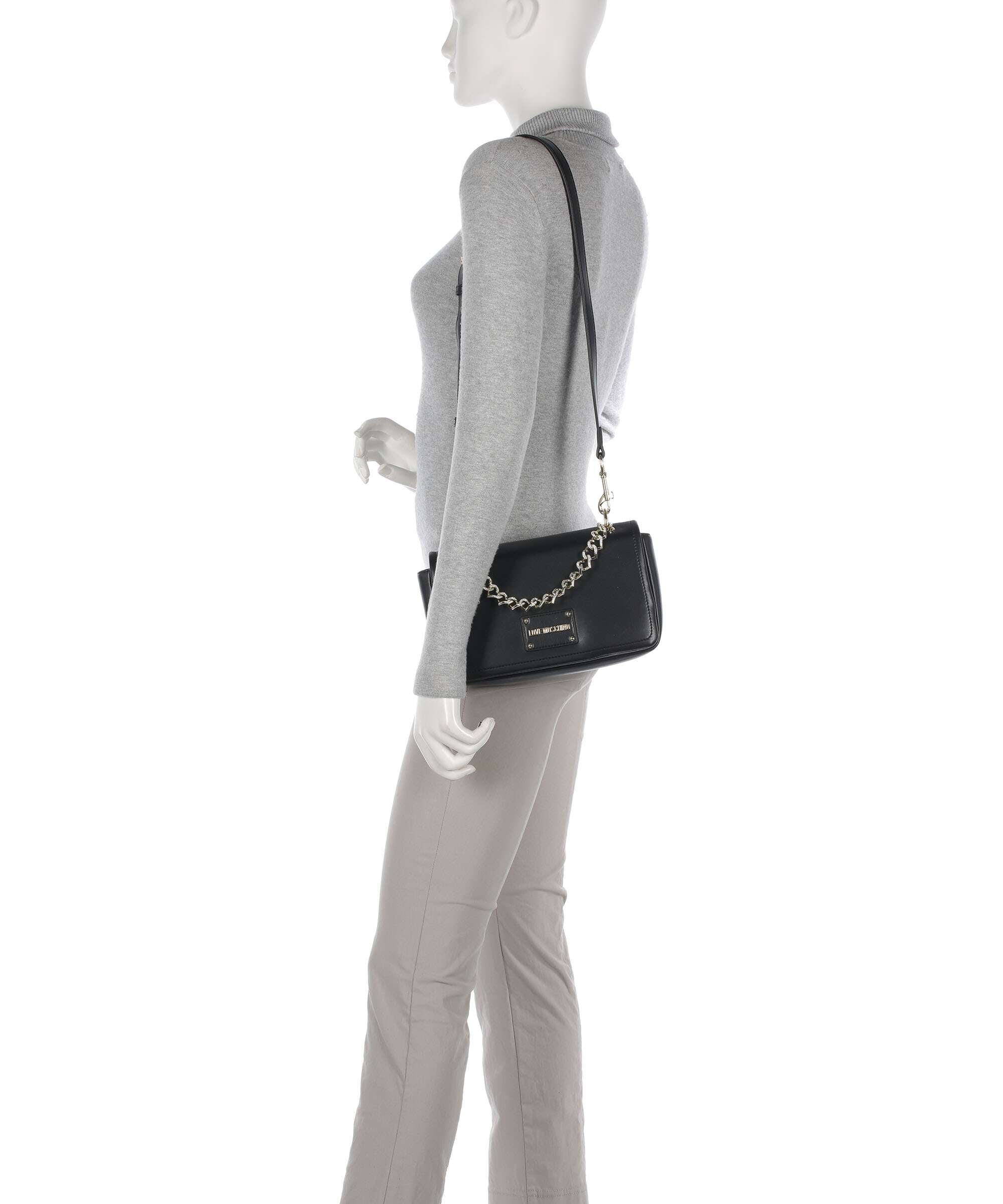 Love Moschino Strass Heart Chain Crossbody bag nero