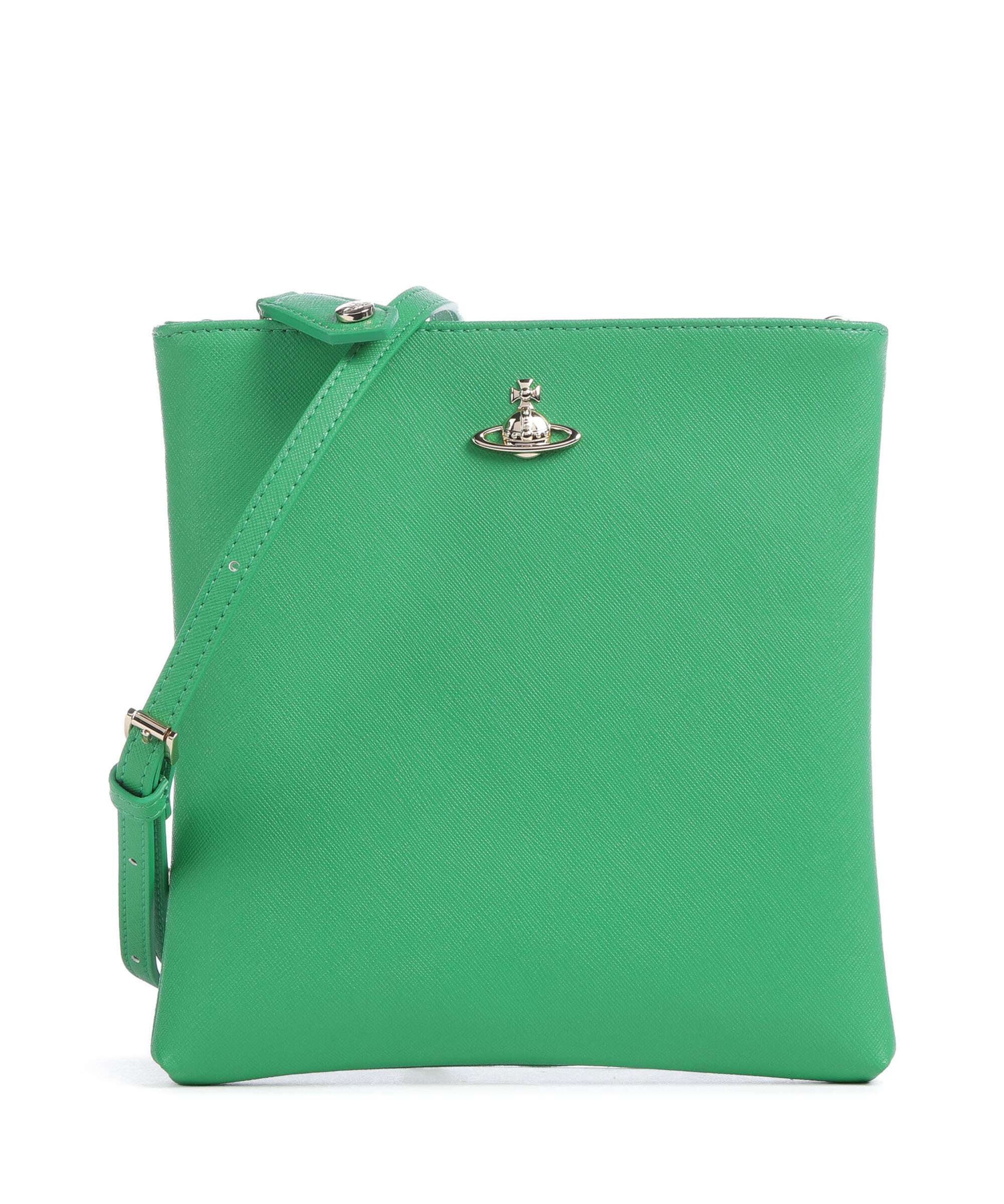 Vivienne Westwood Squire Square Saffiano Biogreen Crossbody bag bright green