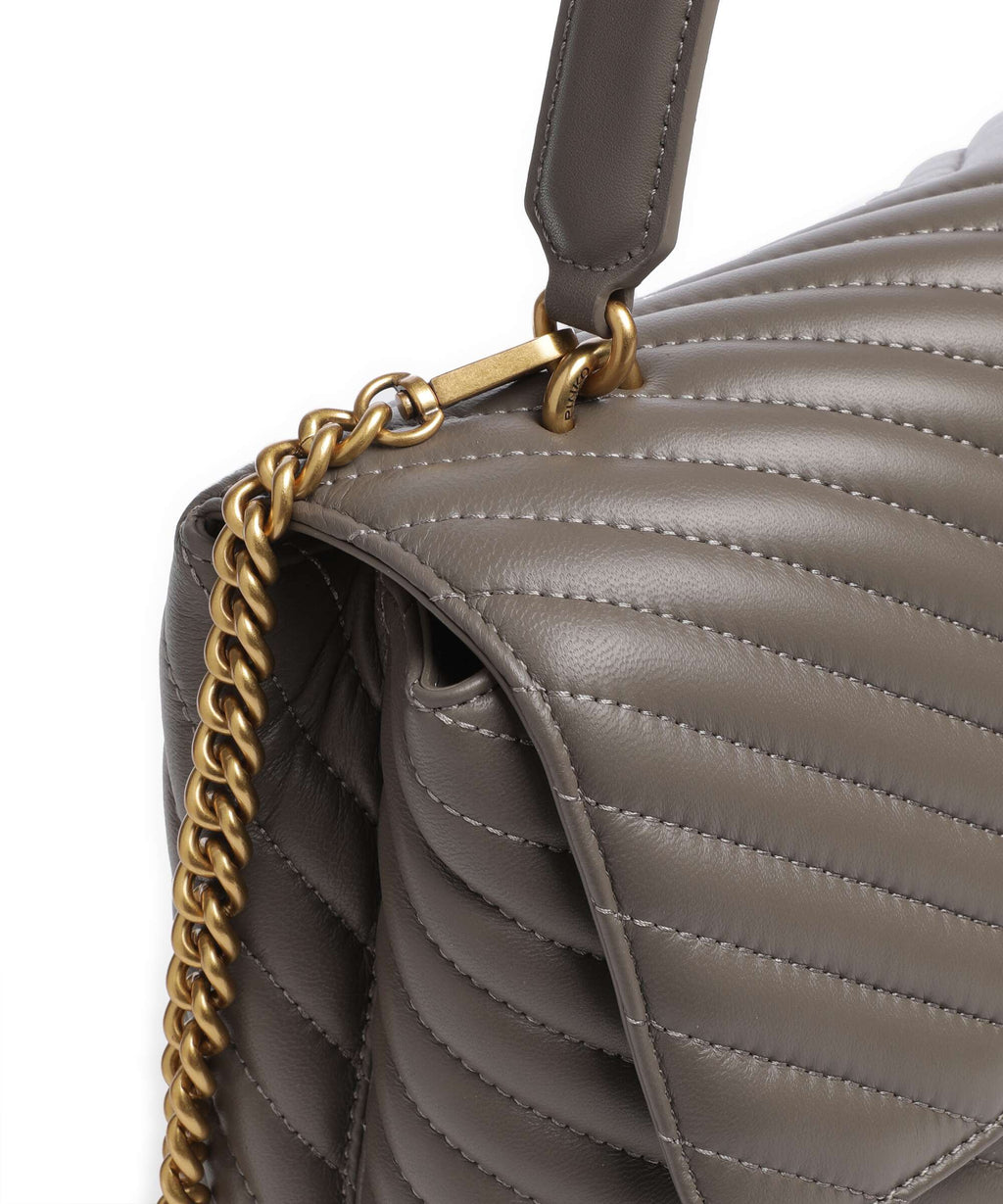 Pinko Love Lady Puff Big Handbag grigio asfalto/antique gold