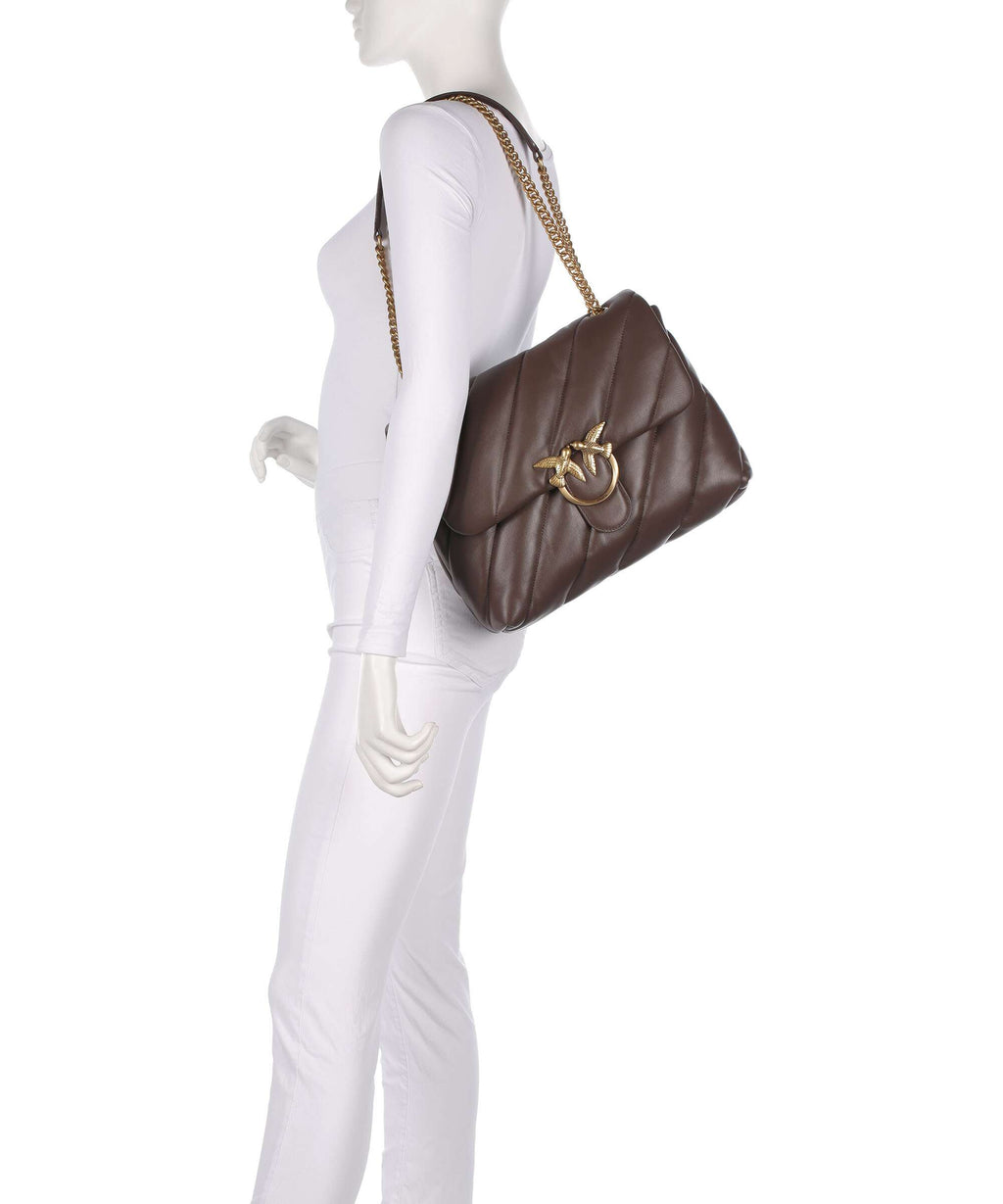 Pinko Love Puff Big Shoulder bag marrone castano/antique gold