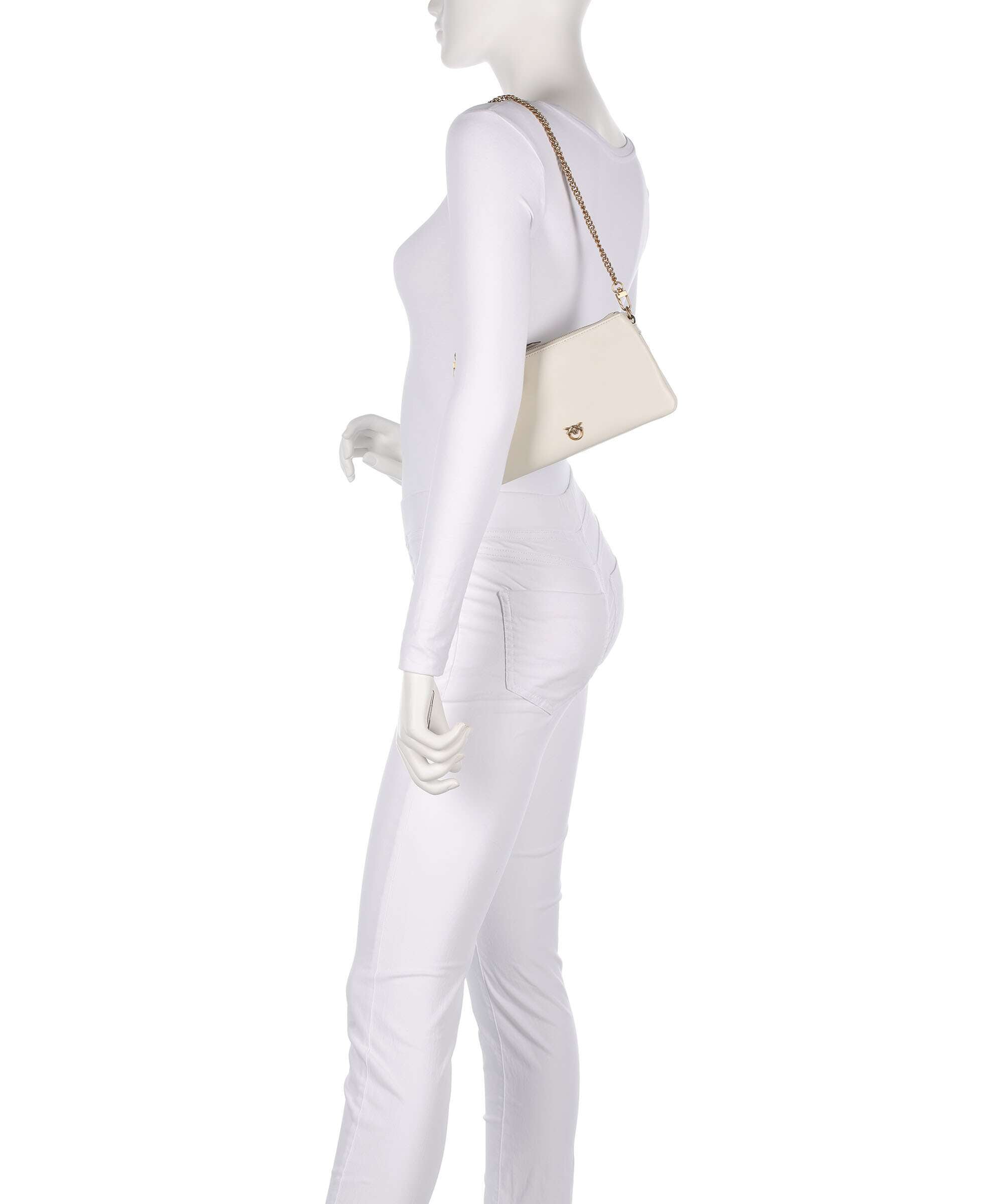 Pinko Double Mini Shoulder bag bianco seta/antique gold