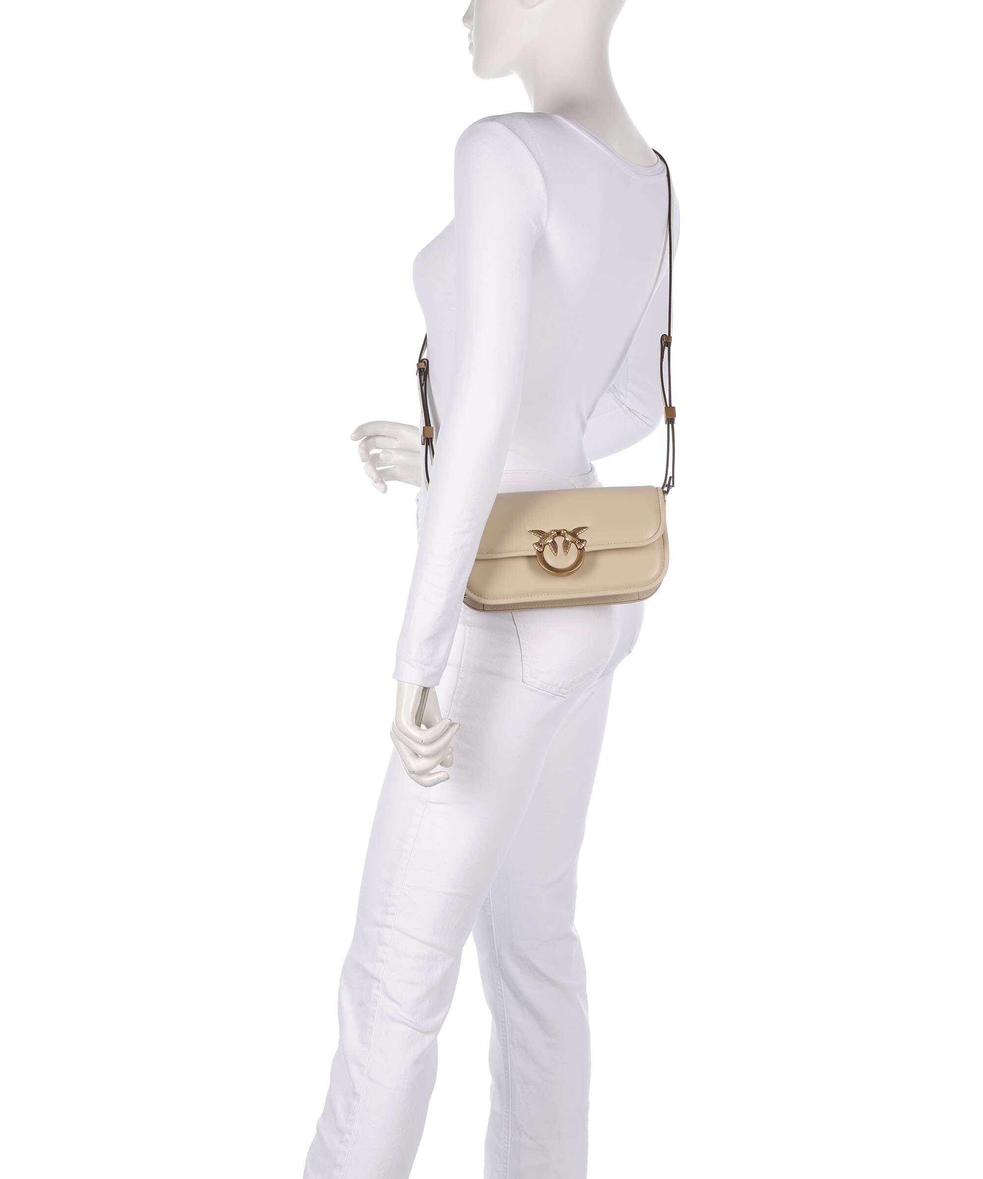 Pinko Love Box Horizontal Shoulder bag beige/grigio fumo/antique gold